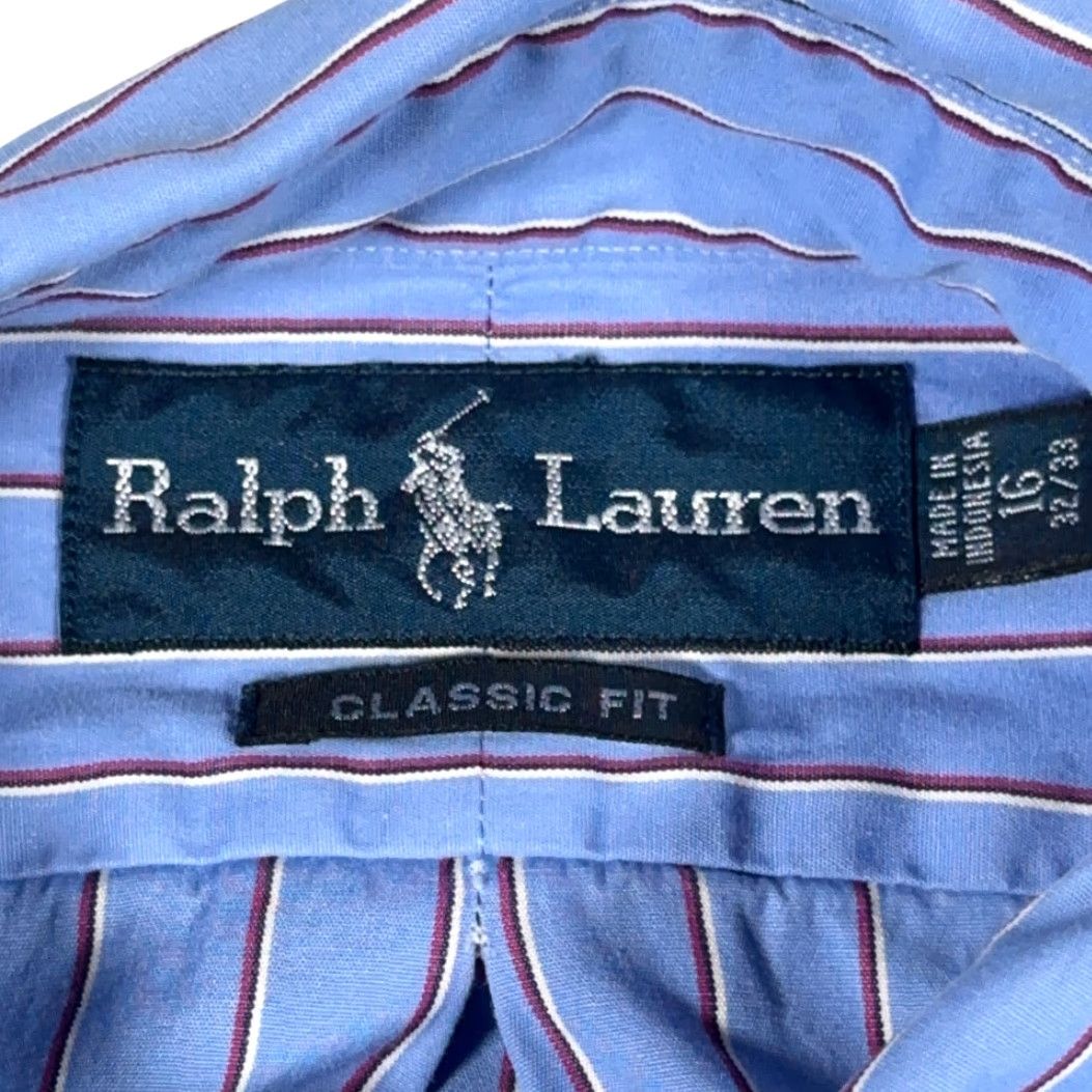 Ralph Lauren VINTAGE Ralph Lauren Shirt Adult L Blue Striped Classic Fit Pony Logo Y2K Size US L / EU 52-54 / 3 - 5 Thumbnail