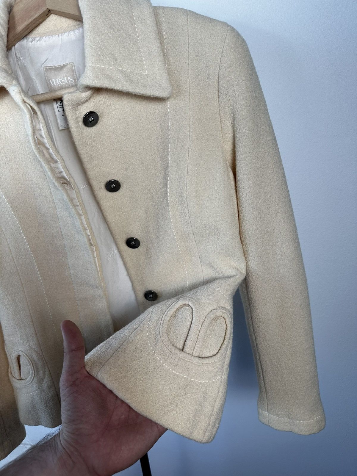 Versus Vintage Versus Versace Wool Jacket Cream/Off-White Size S / US 4 / IT 40 - 3 Thumbnail
