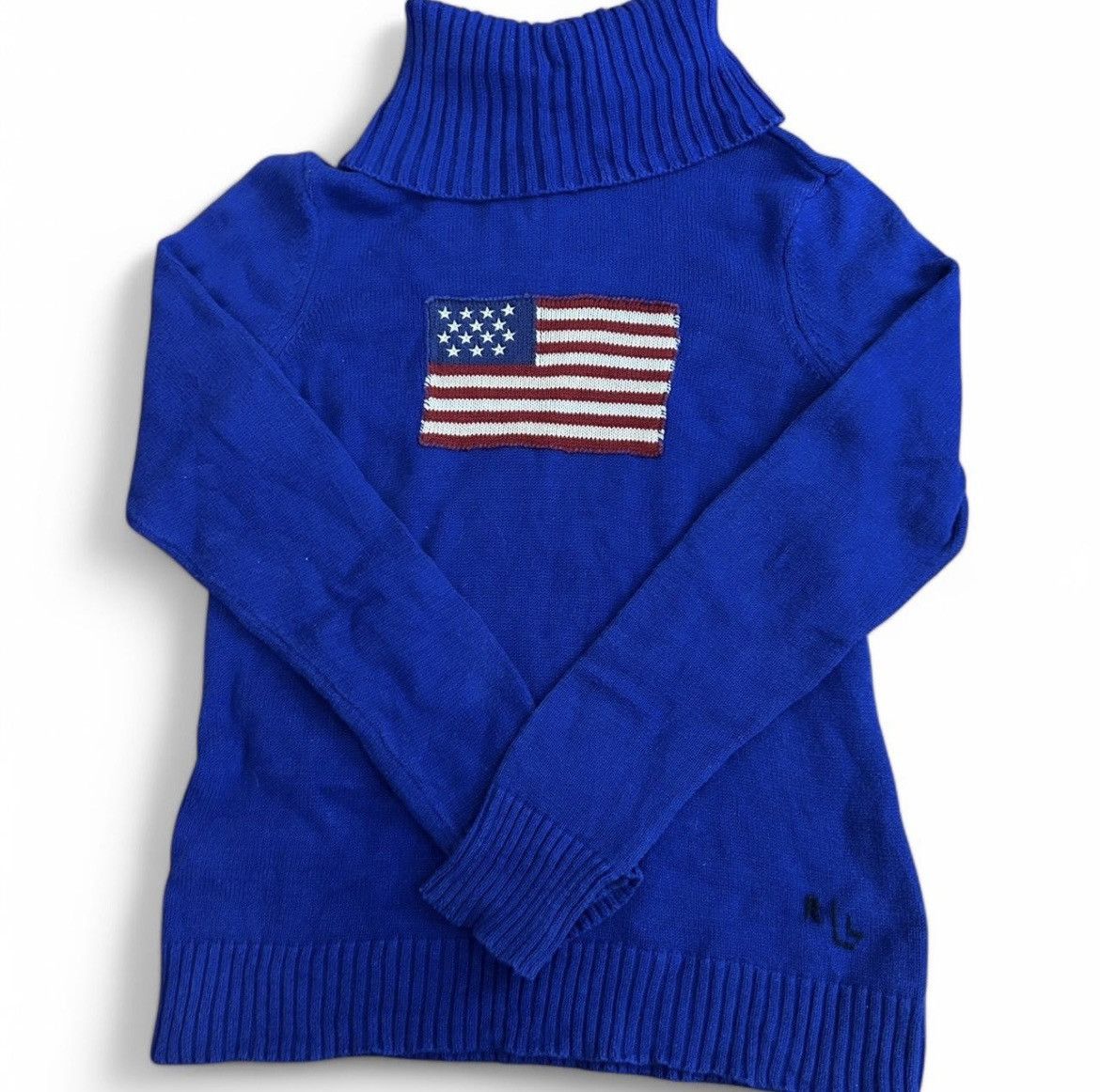 Lauren Ralph Lauren × Ralph Lauren × Vintage Blue American Flag Ralph Lauren Turtleneck Sweater Size L / US 10 / IT 46 - 1 Thumbnail