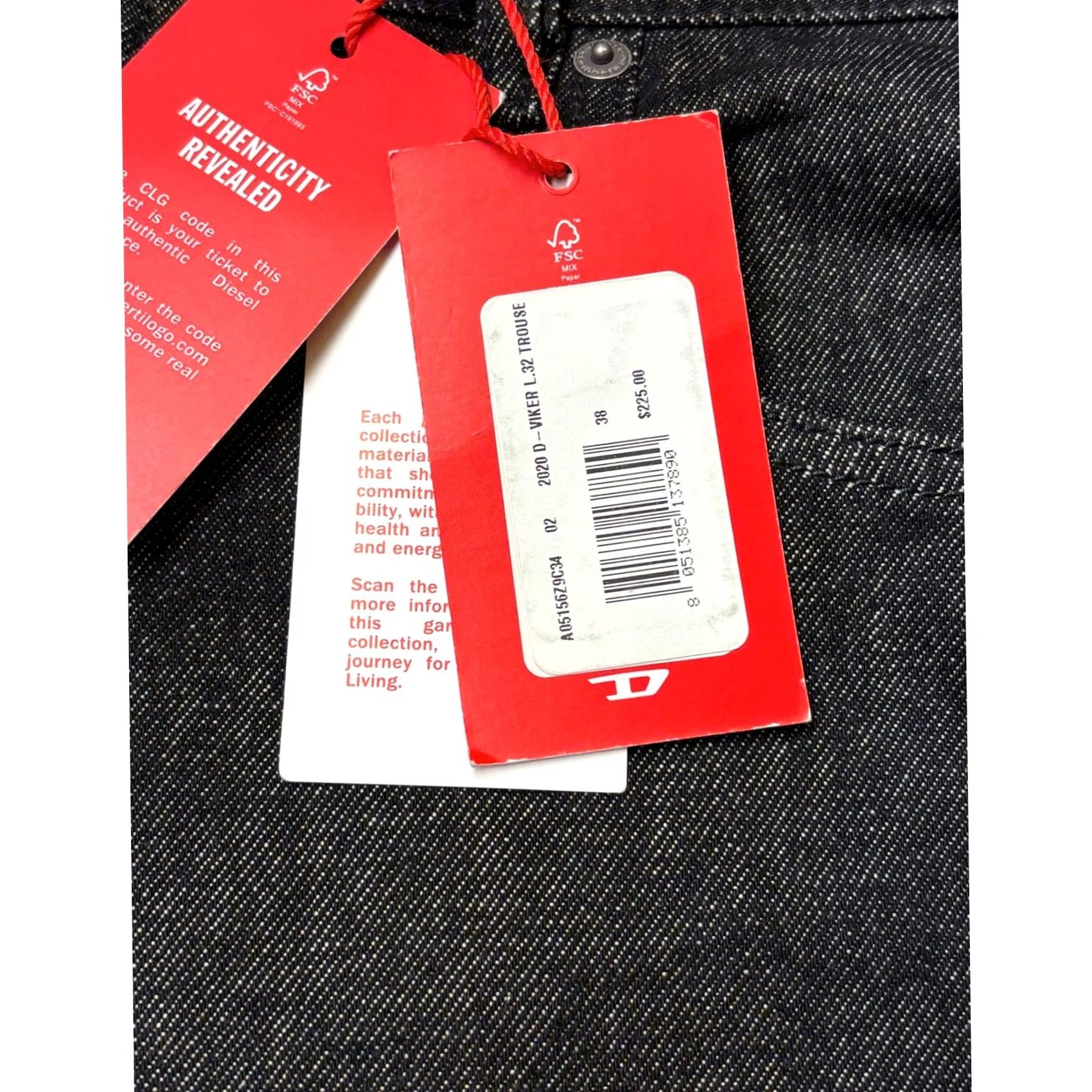 Diesel NWT Diesel Jeans 2020 D-Viker L.32 Dark Straight Regular Fit Mens 38x30 Black Denim Mid Rise 5-Pocket Cotton Button Fly Size US 38 / EU 54 - 2 Thumbnail