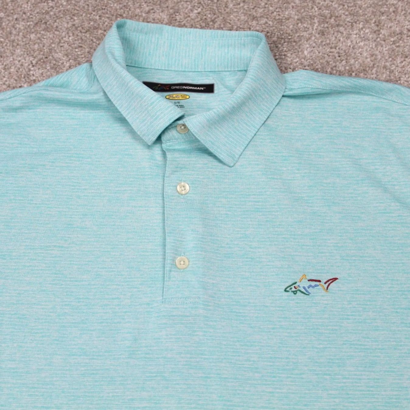 Vintage Greg Norman Polo Shirt Mens Large Blue PlayDry Polyester S/S Pullover Polo Shirt Mens Large Blue Size US L / EU 52-54 / 3 - 4 Thumbnail