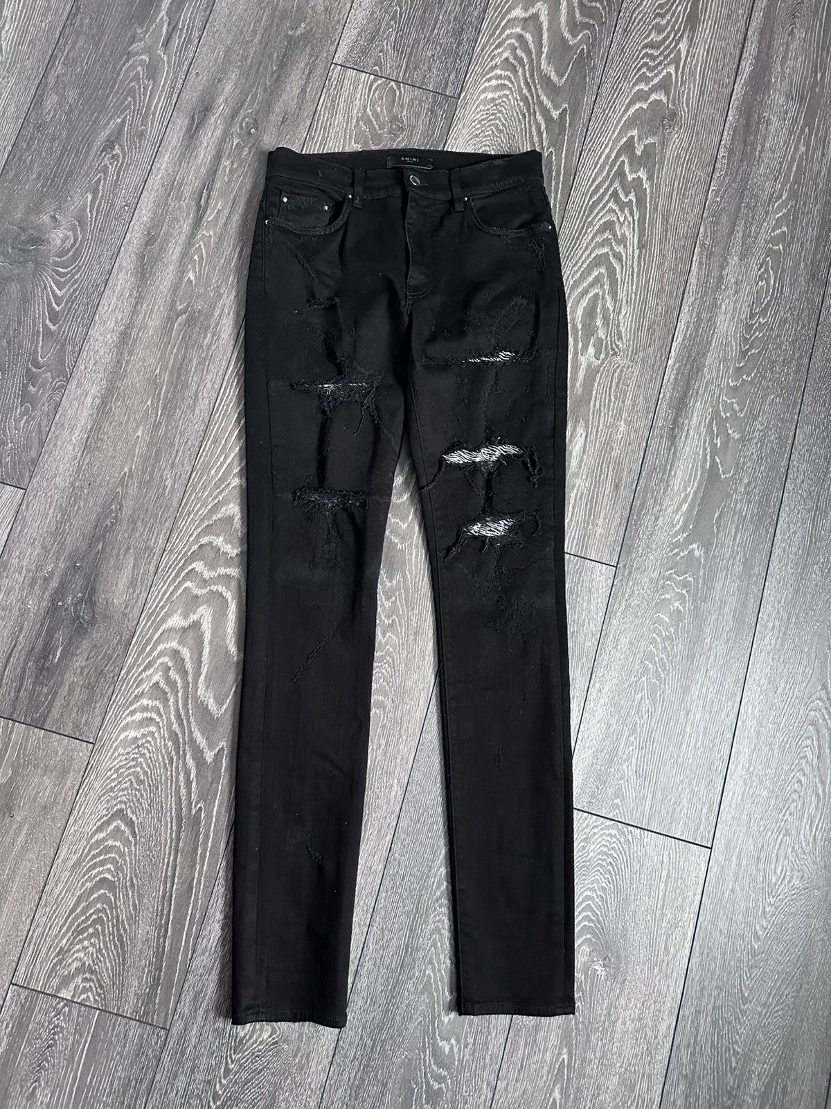 Amiri amiri mx1 zebra sequin patch black skinny jeans Size US 31 - 1 Thumbnail