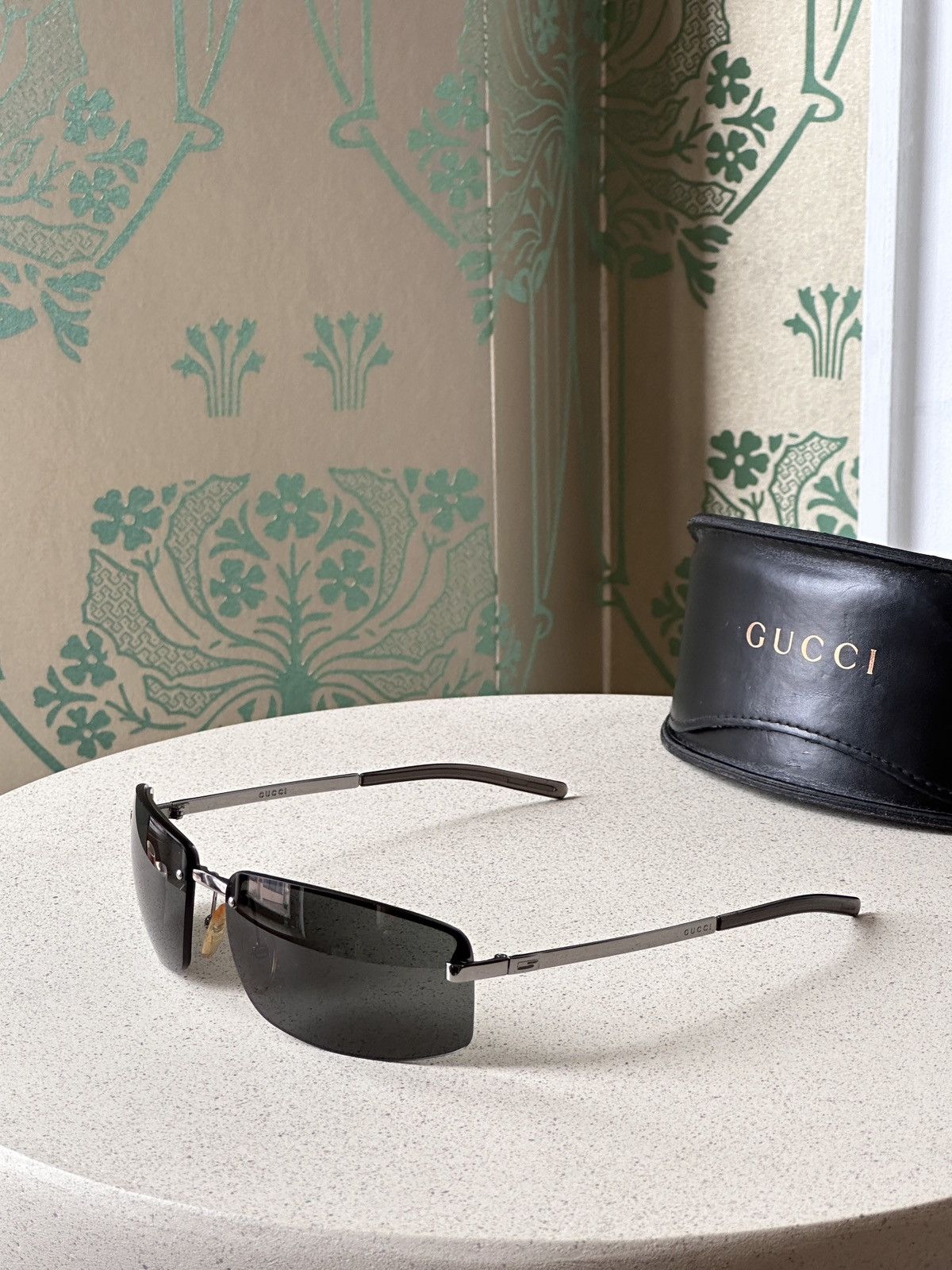 GUCCI Rimless Dark Mens Sunglasses GG Logo 1794/S Y2K
