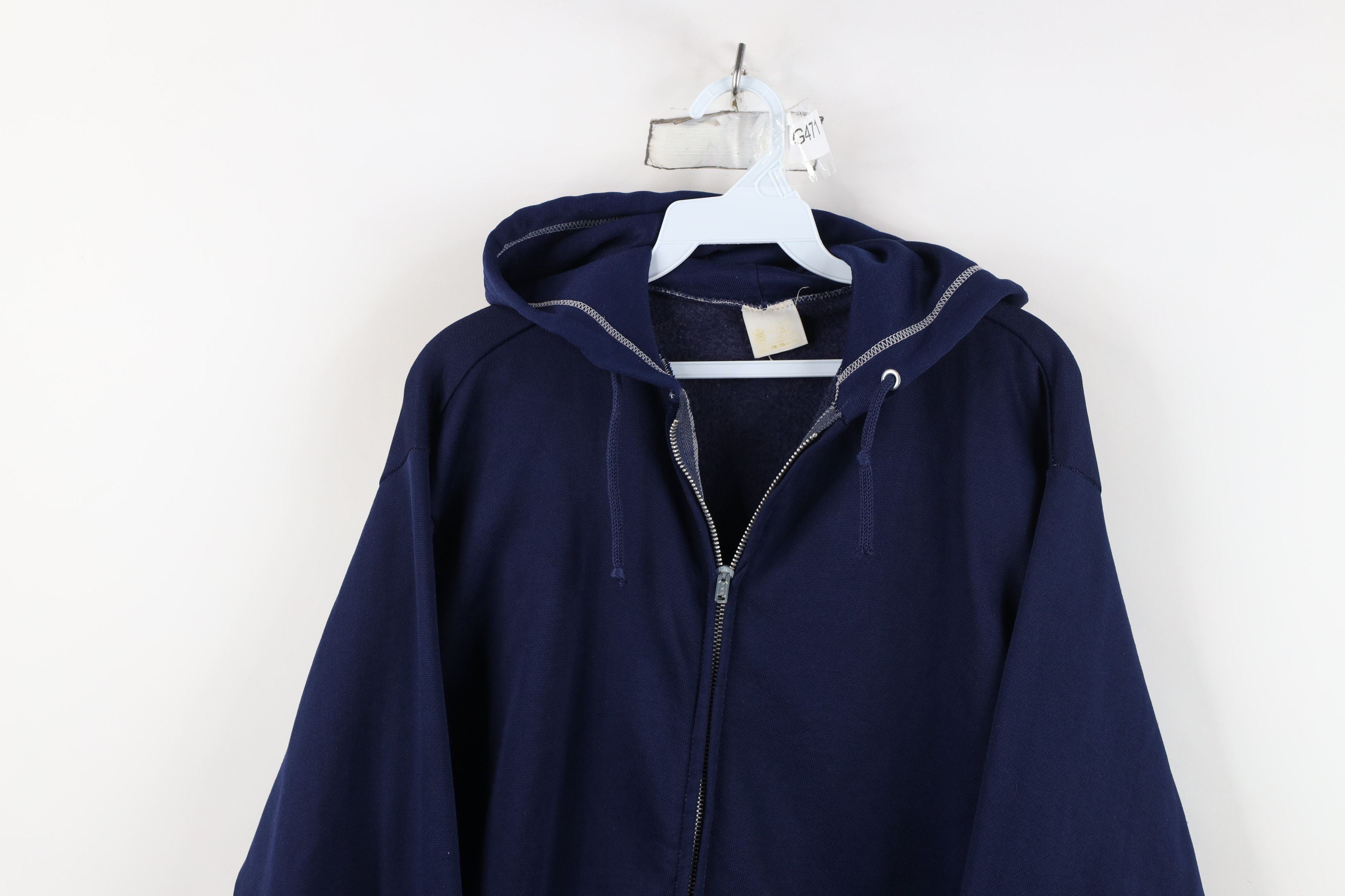 Vintage Vintage 70s Streetwear Blank Full Zip Hoodie Sweatshirt USA Size US XL / EU 56 / 4 - 2 Thumbnail