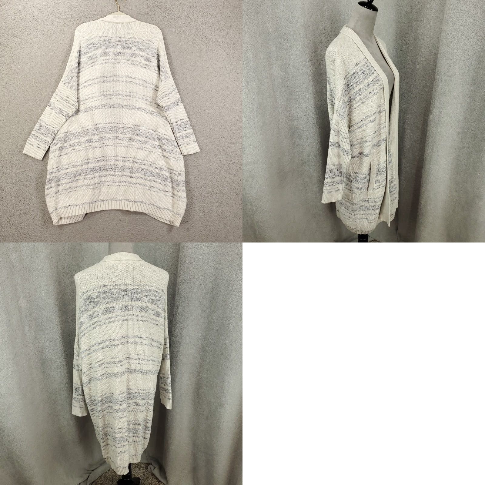 J. Jill J. Jill Cardigan Womens 1X Open Front Sweater Ivory Knit Long Sleeve Bohemian Classic Designer Vintage No Size XL / US 12-14 / IT 48-50 - 8 Thumbnail