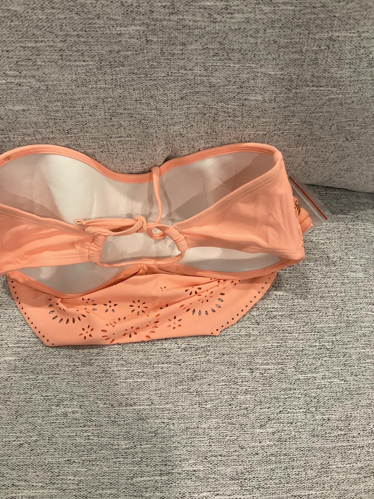 Unknown London Peach Strapless Bandeau Bikini Top with Laser Cut Design Size ONE SIZE - 5 Thumbnail