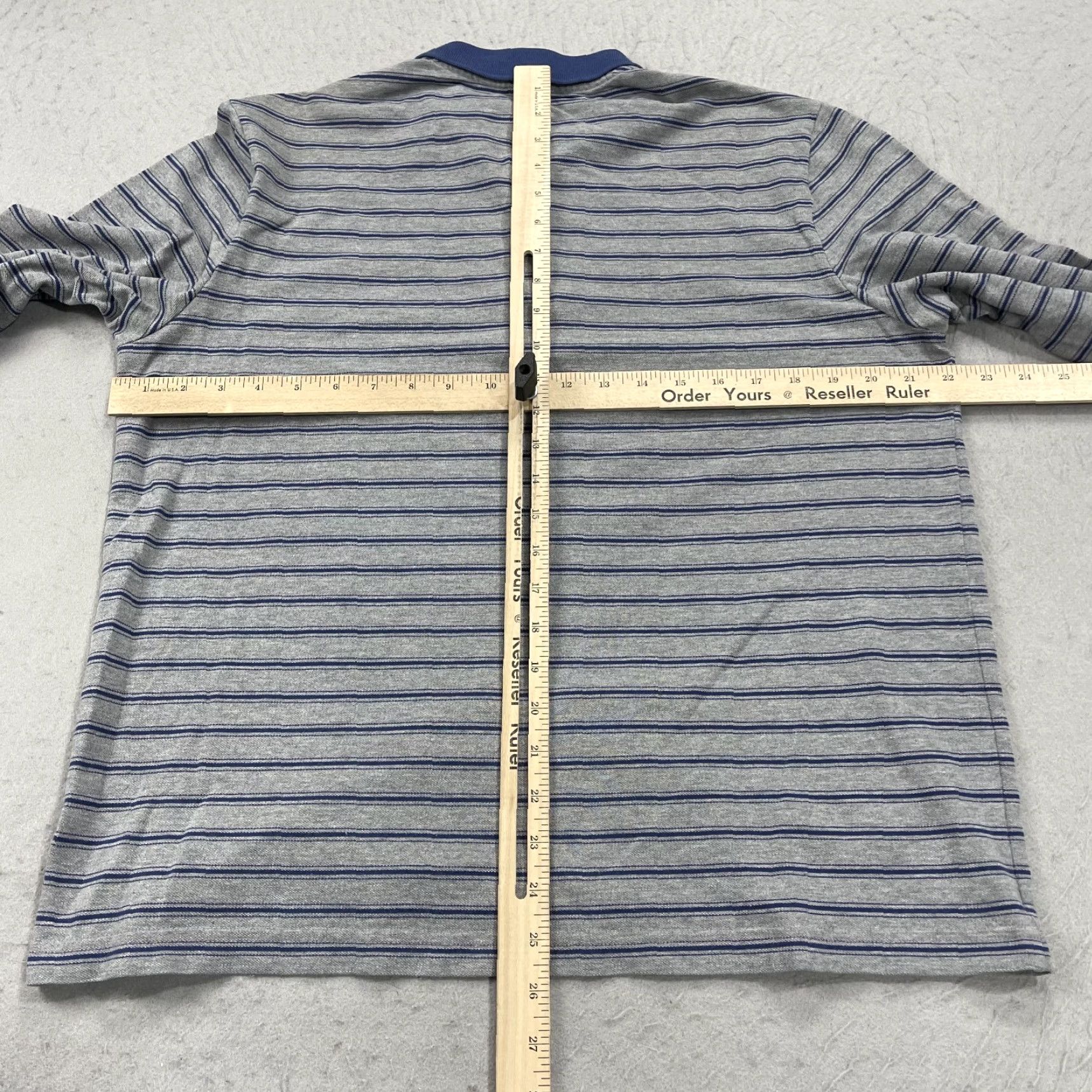 Lacoste Lacoste Polo Shirt Mens Medium Gray Blue Striped Pique Rugby Cotton Long Sleeve Size US M / EU 48-50 / 2 - 5 Thumbnail