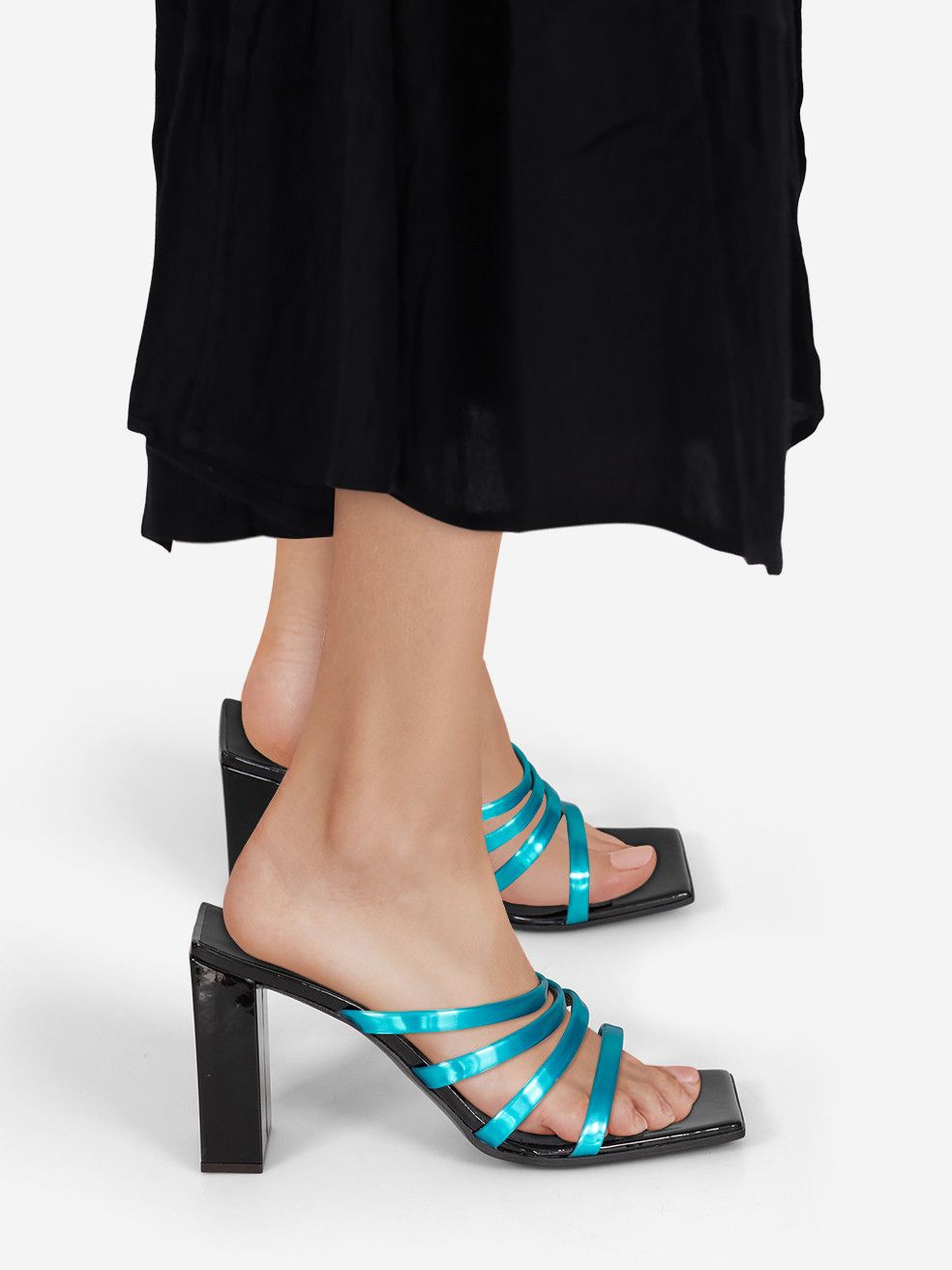 Blue Strappy Shangay 85 Mules