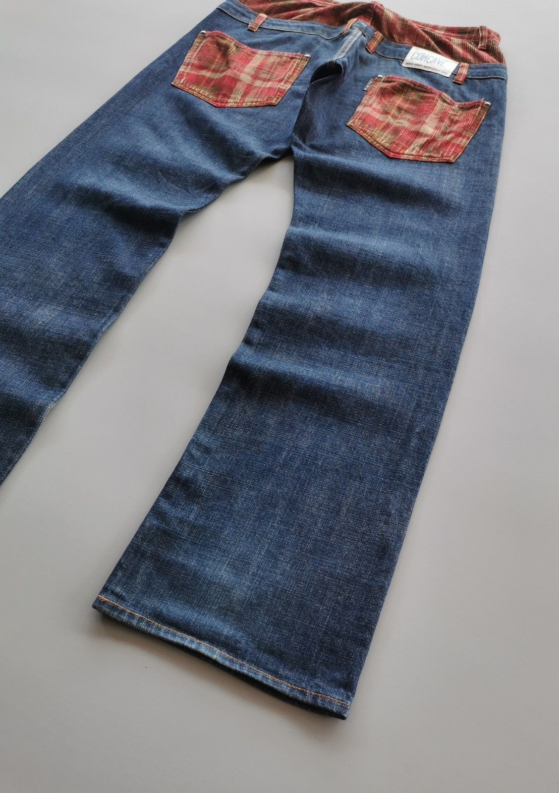 14th Addiction Concave Attempt Double Back Waist Tartan Denim Jeans Size US 33 - 3 Thumbnail