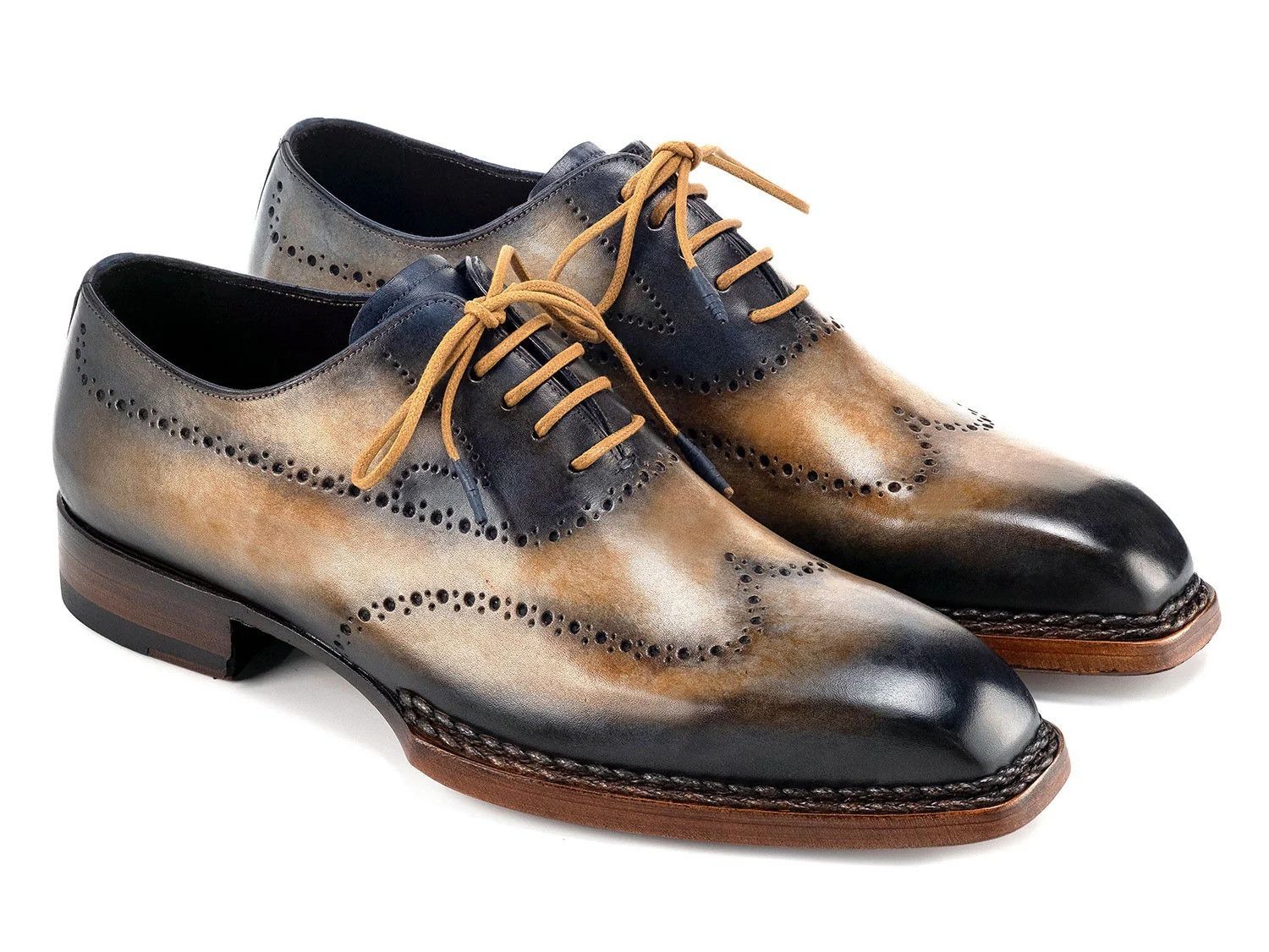 Handmade New Handmade Men's Wingtip Oxfords Camel & Navy Shoe Size US 11 / EU 44 - 1 Thumbnail