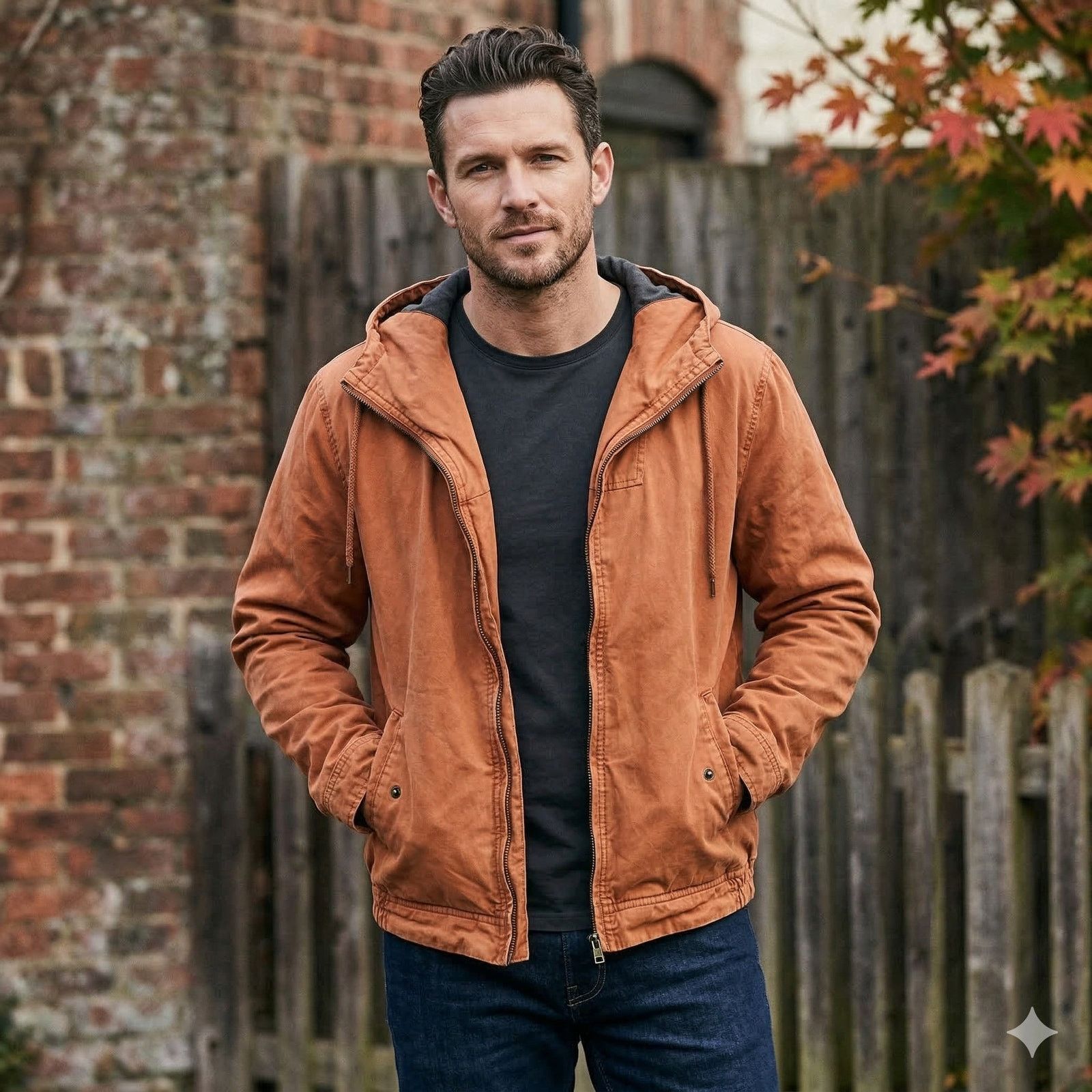 Vintage Mantaray UK Burnt Orange Hooded Utility Jacket Men’s Medium Size US M / EU 48-50 / 2 - 1 Thumbnail