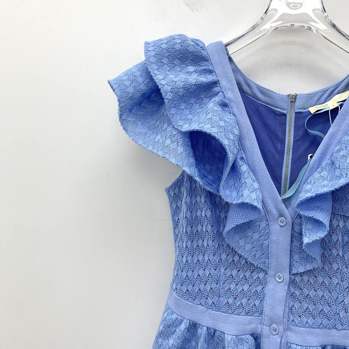 Maje Maje Blue V-neck Off-shoulder Ruffled Dress K26WX Size S / US 4 / IT 40 - 3 Thumbnail