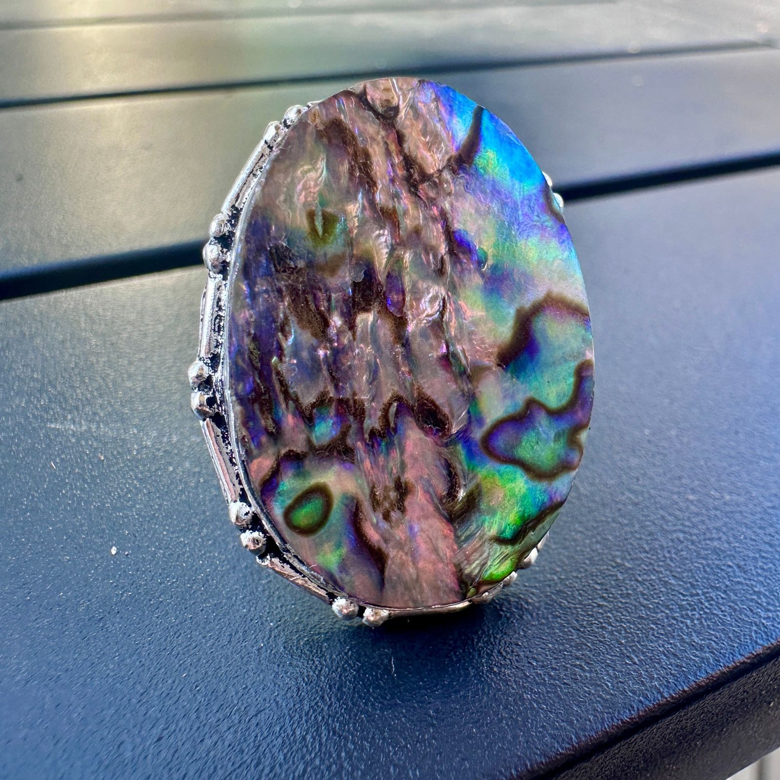 The Unbranded Brand Abalone Silver Ring Size 10.5 Size ONE SIZE - 7 Thumbnail
