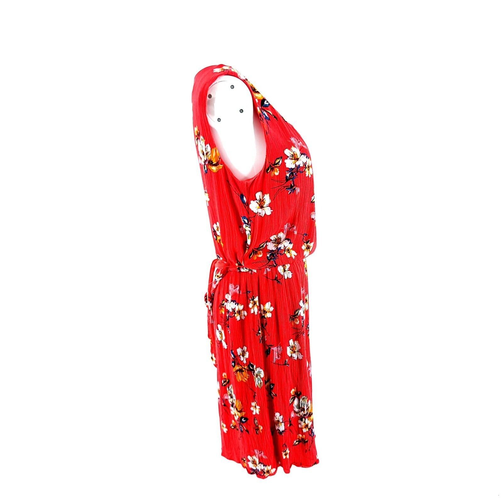 Apt. 9 Apt. 9 Floral Red A Line Dress Rayon Large Swoop Neck Sleeve Size L / US 10 / IT 46 - 5 Thumbnail