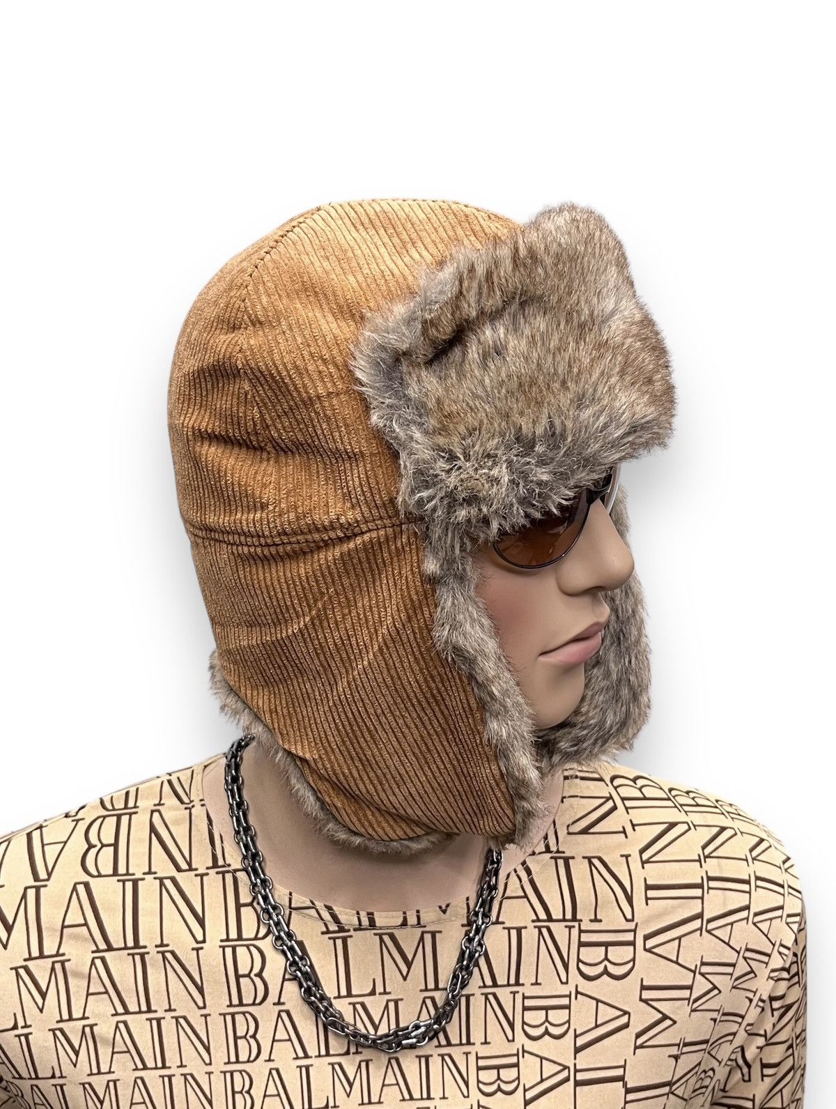 Ruben Kone FYE💥Vintage RUBEN Corduroy Faux Fur Quilted Trooper Trapper Size ONE SIZE - 4 Thumbnail