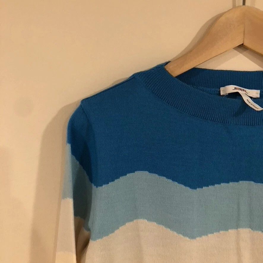 Vintage Rodier France Blue Striped Sweater Size M / US 6-8 / IT 42-44 - 3 Thumbnail