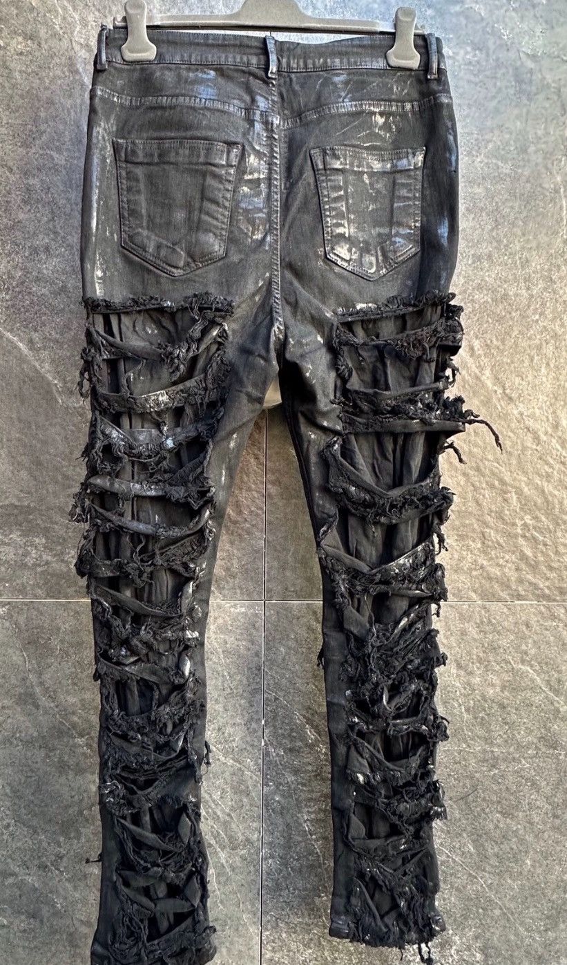 Rick Owens RICK OWENS 22AW DRKSHDW Black Wax Coating Knife Cuts Denim P |  Grailed