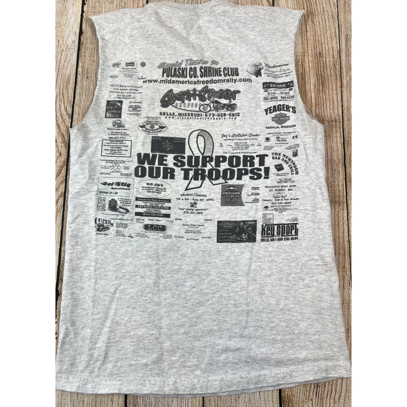 Vintage VINTAGE Mid America Freedom Rally Motorcycles Sleeveless Shirt Small Men Gray Cotton Logo T-Shirt Classic Sleeveless Size US S / EU 44-46 / 1 - 4 Thumbnail