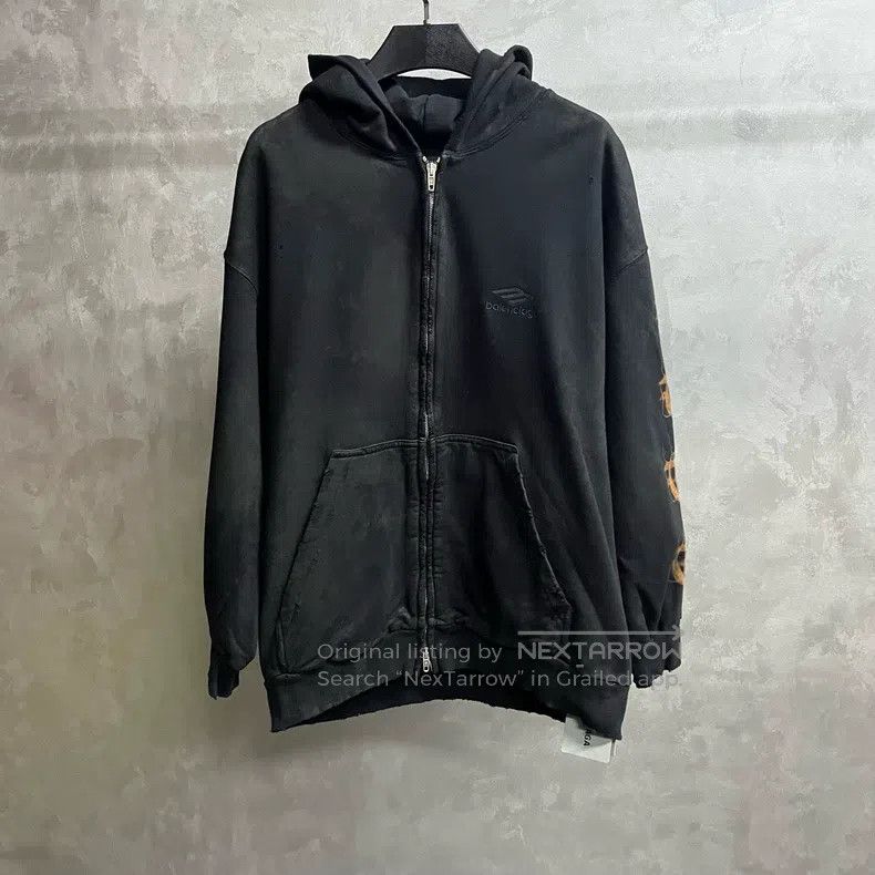Balenciaga Balenciaga Black Graphic Print Zip-Up Slim Fit Size US XXS / EU 40 - 1 Thumbnail