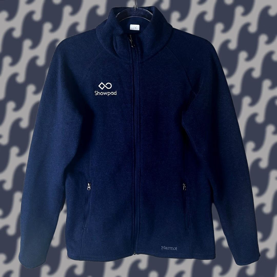 Marmot Marmot Mens L Full Zip Fleece Jacket Navy Blue Showpad Logo Embroidered Zip Pocket Casual Workwear Jacket Size US L / EU 52-54 / 3 - 1 Thumbnail