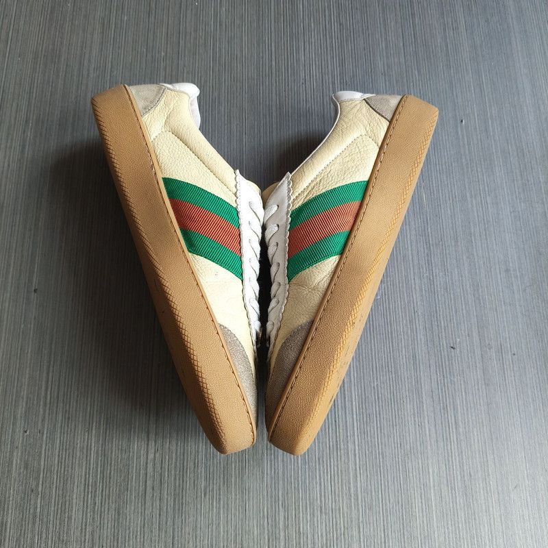 Gucci Gucci G74 Web Leather Sneakers in Brown Green - Size US 8.5 / EU 41-42 - 7 Thumbnail
