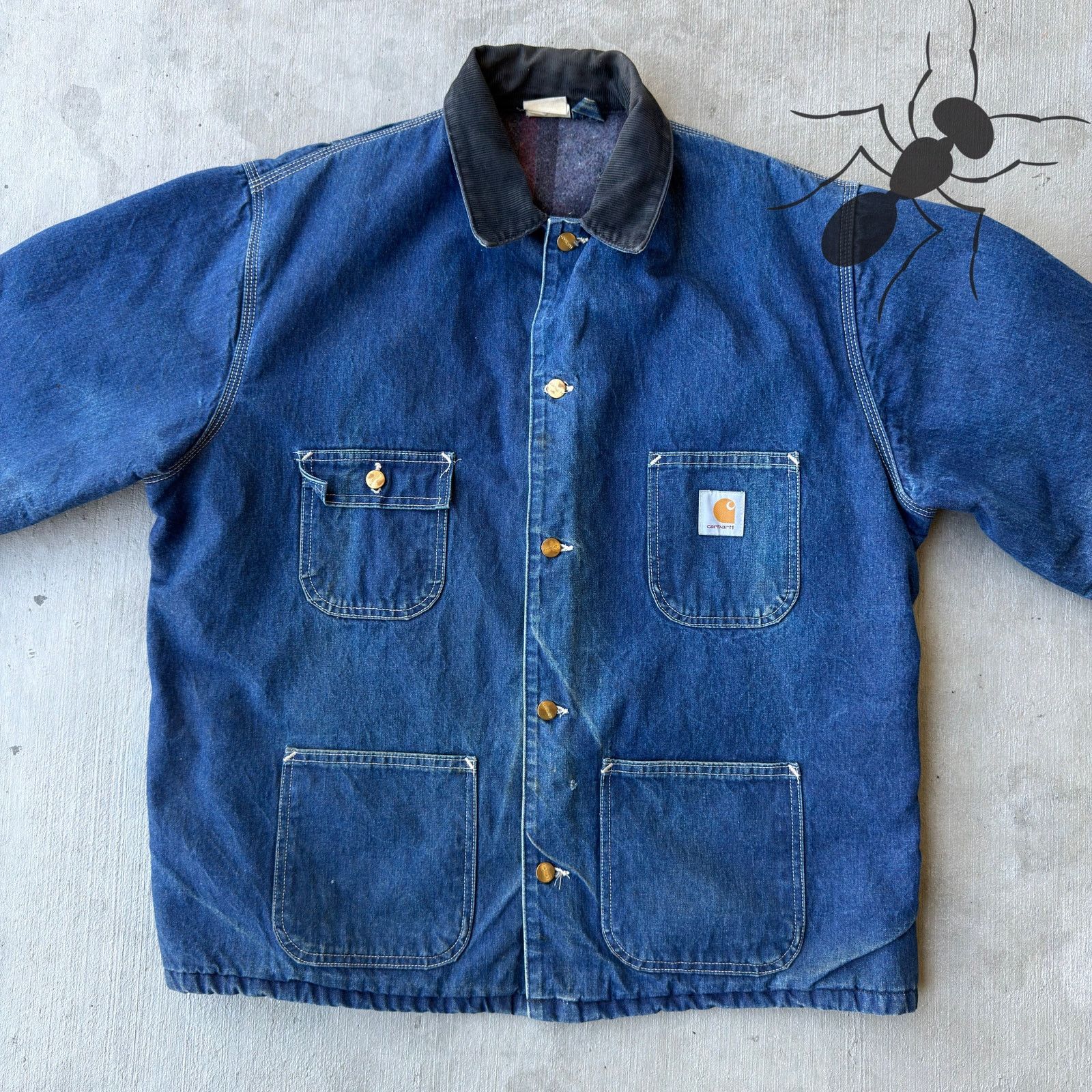 Carhartt × Vintage Vintage Carhartt denim blue chore button up coat work jacket Size US XL / EU 56 / 4 - 3 Thumbnail