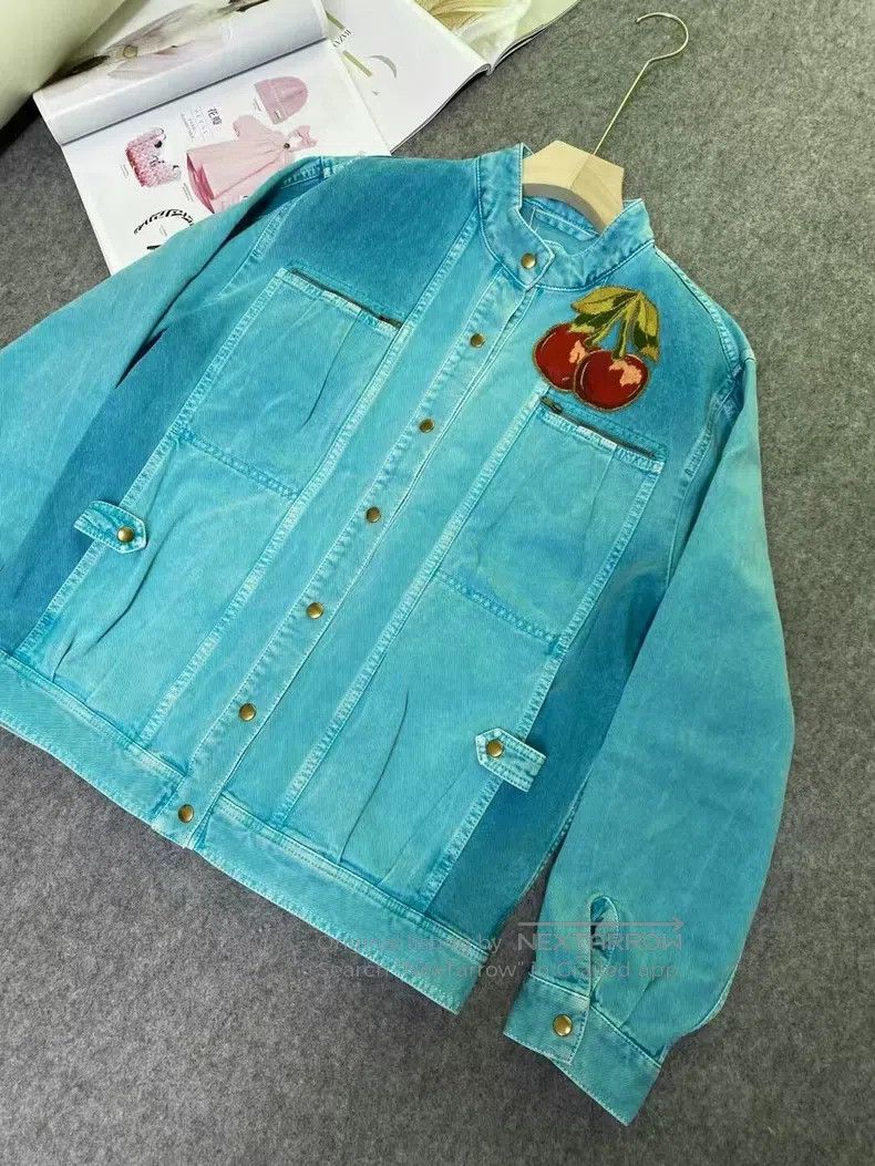 Gucci Gucci Cherry embroidered denim jacket Size XS / US 0-2 / IT 36-38 - 3 Thumbnail