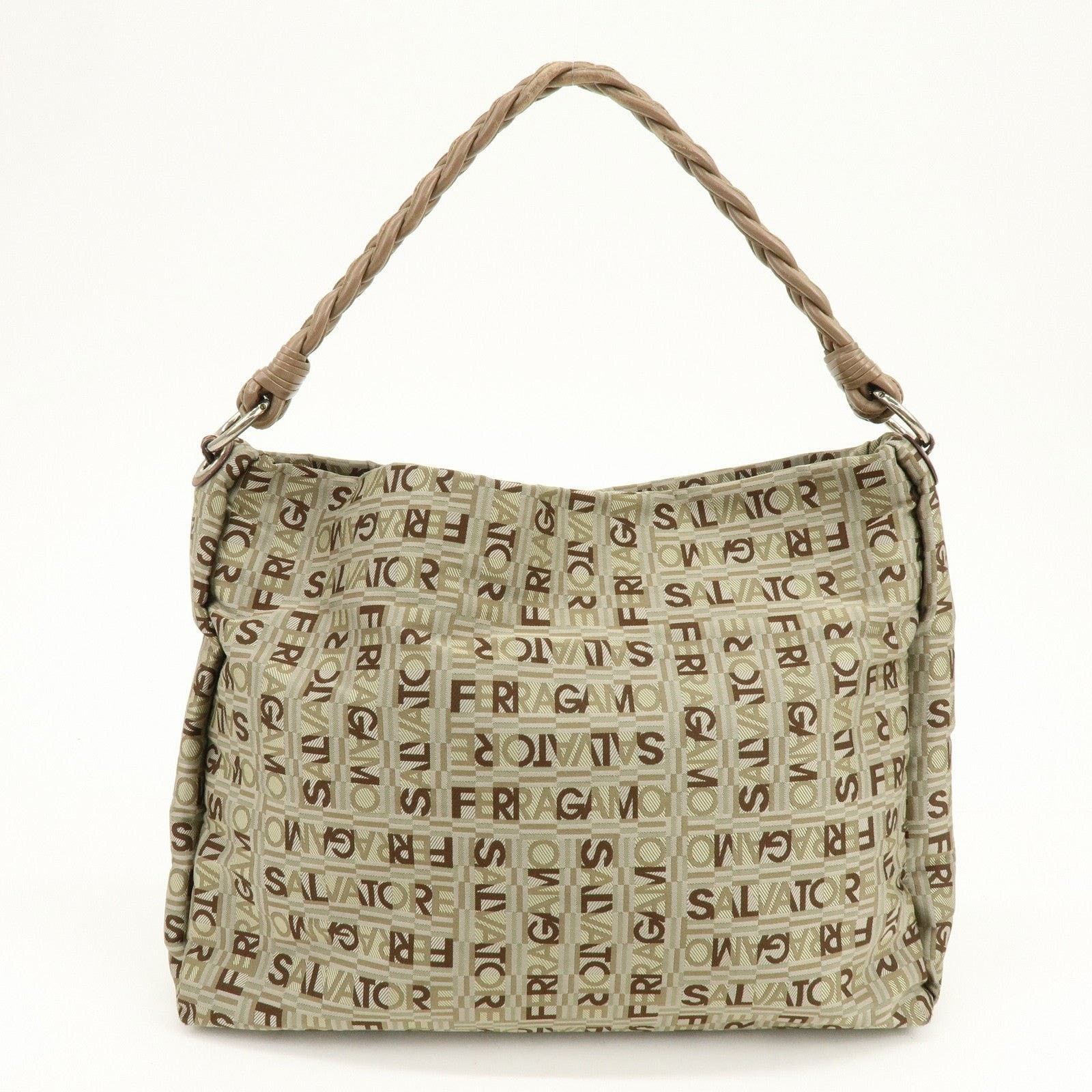 Salvatore Ferragamo Ferragamo Logo Canvas Shoulder Bag Beige Size ONE SIZE - 2 Thumbnail