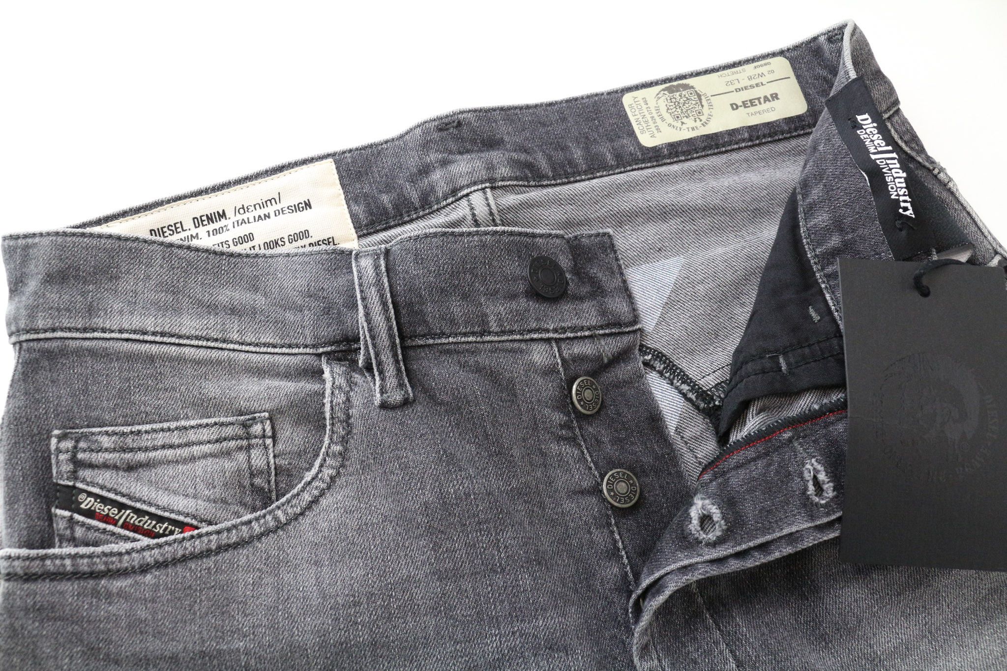 Diesel D-EETAR 0890F W28/L32 Grey Stretch Jeans 75264 Size US 28 / EU 44 - 3 Thumbnail