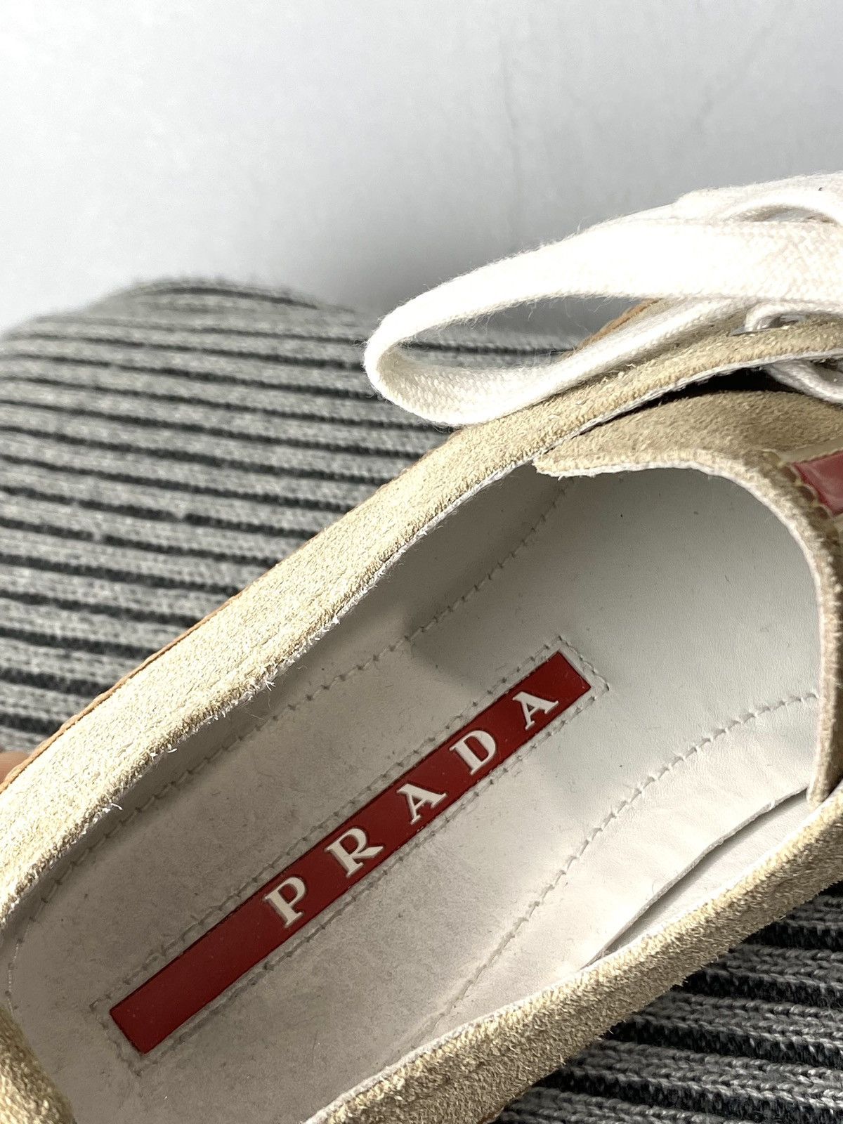 Prada Suede Prada Low Top Sneakers Red Tab Shoes Size US 6 / IT 36 - 11 Thumbnail
