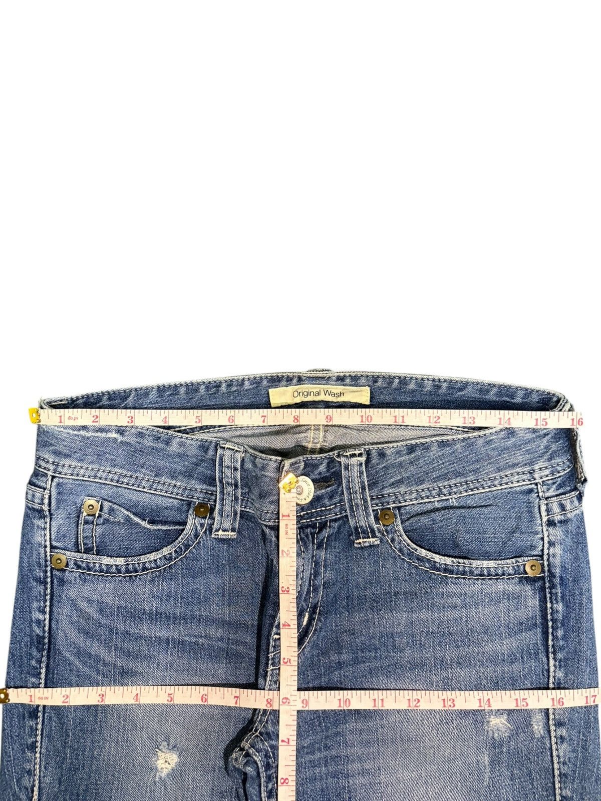 Uniqlo Vintage Japanese Uniqlo Blue Wash Distress Flare Jeans Size 31" - 6 Thumbnail