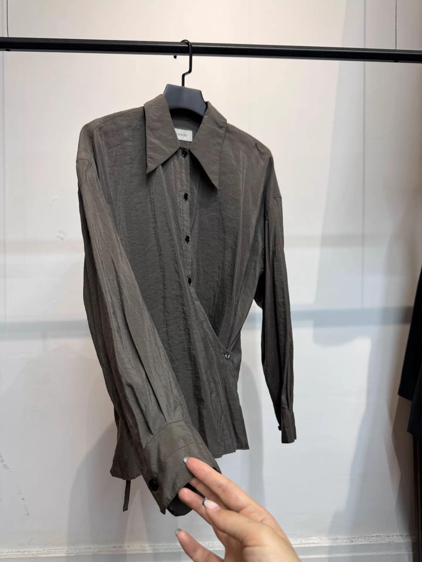 Lemaire Lemaire Oversized Dry Silk Shirt Gray Camel FR34 Size XS / US 0-2 / IT 36-38 - 3 Thumbnail