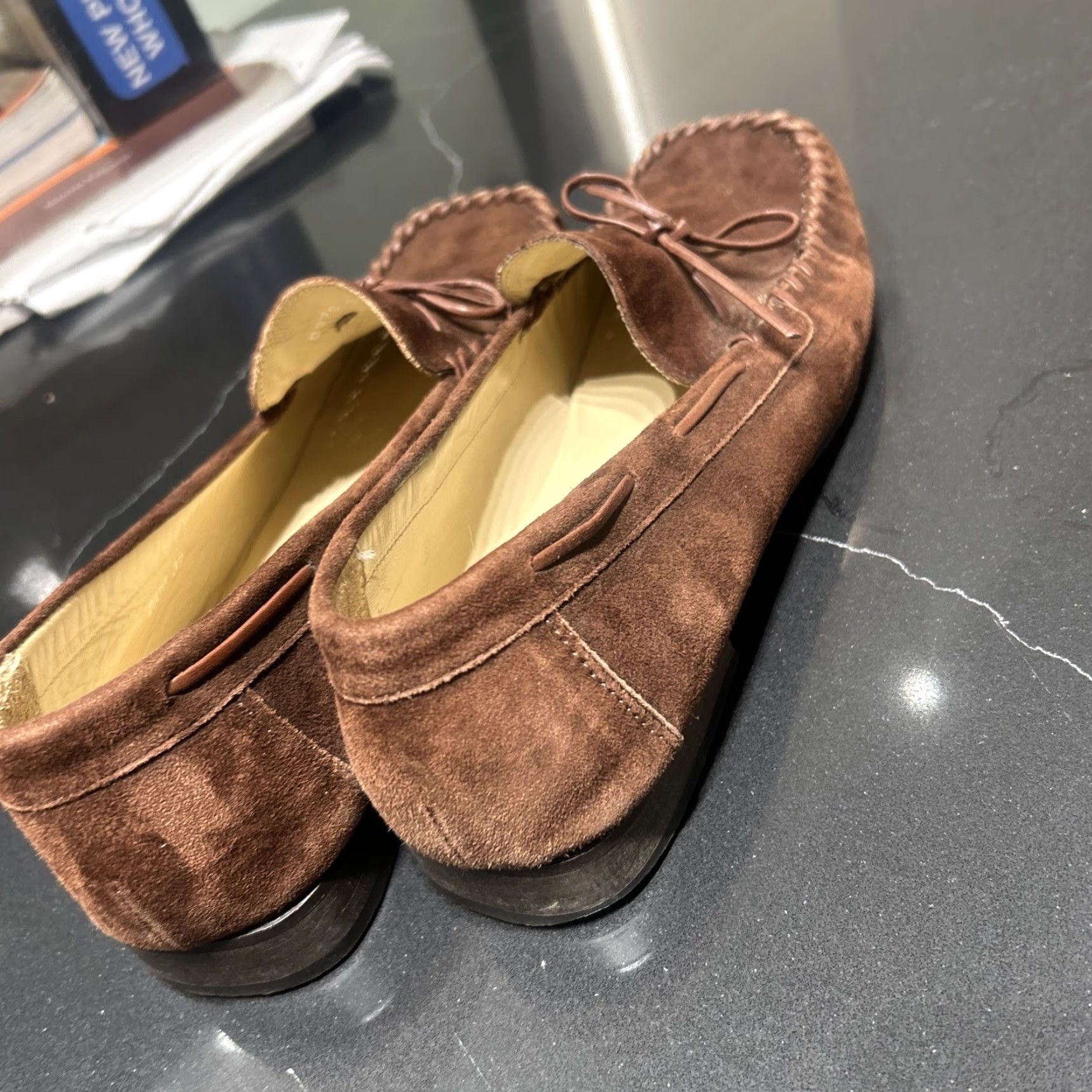 Russell & Bromley Russell & Bromley Women's Square Toe Suede Moc Bow Loafers Brown Size 39 Italy Size US 8 / IT 38 - 7 Thumbnail