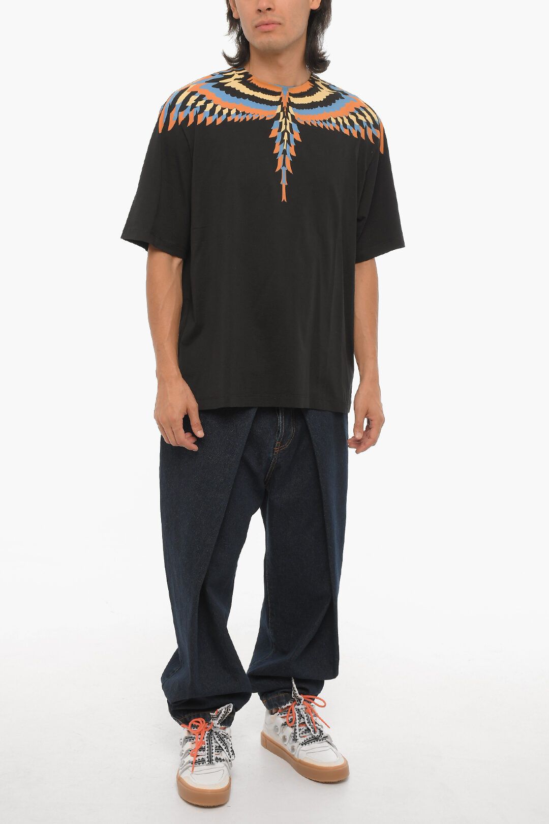 Marcelo Burlon og1mm0824 Optical Wings Crewneck T-Shirt in Black Size US M / EU 48-50 / 2 - 4 Thumbnail