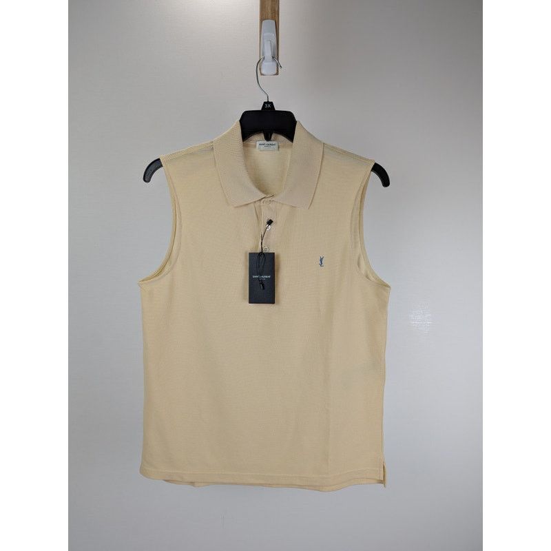 Saint Laurent Paris o1rshd1 Polo Sans Manches Broderie Vest in Cream Size US XL / EU 56 / 4 - 6 Thumbnail