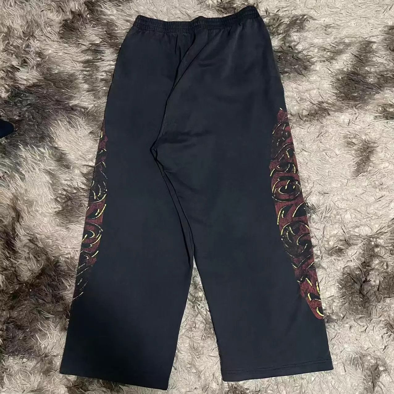 Balenciaga Balenciaga 24ss Flame-Print Distressed Wide-Leg Trousers Size US 32 / EU 48 - 1 Thumbnail