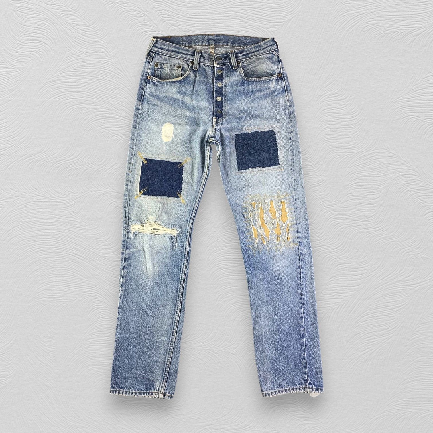 image of Distressed Denim x Levis Vintage Levis 501 Jeans Patchwork Denim in Blue, Men's (Size 29)