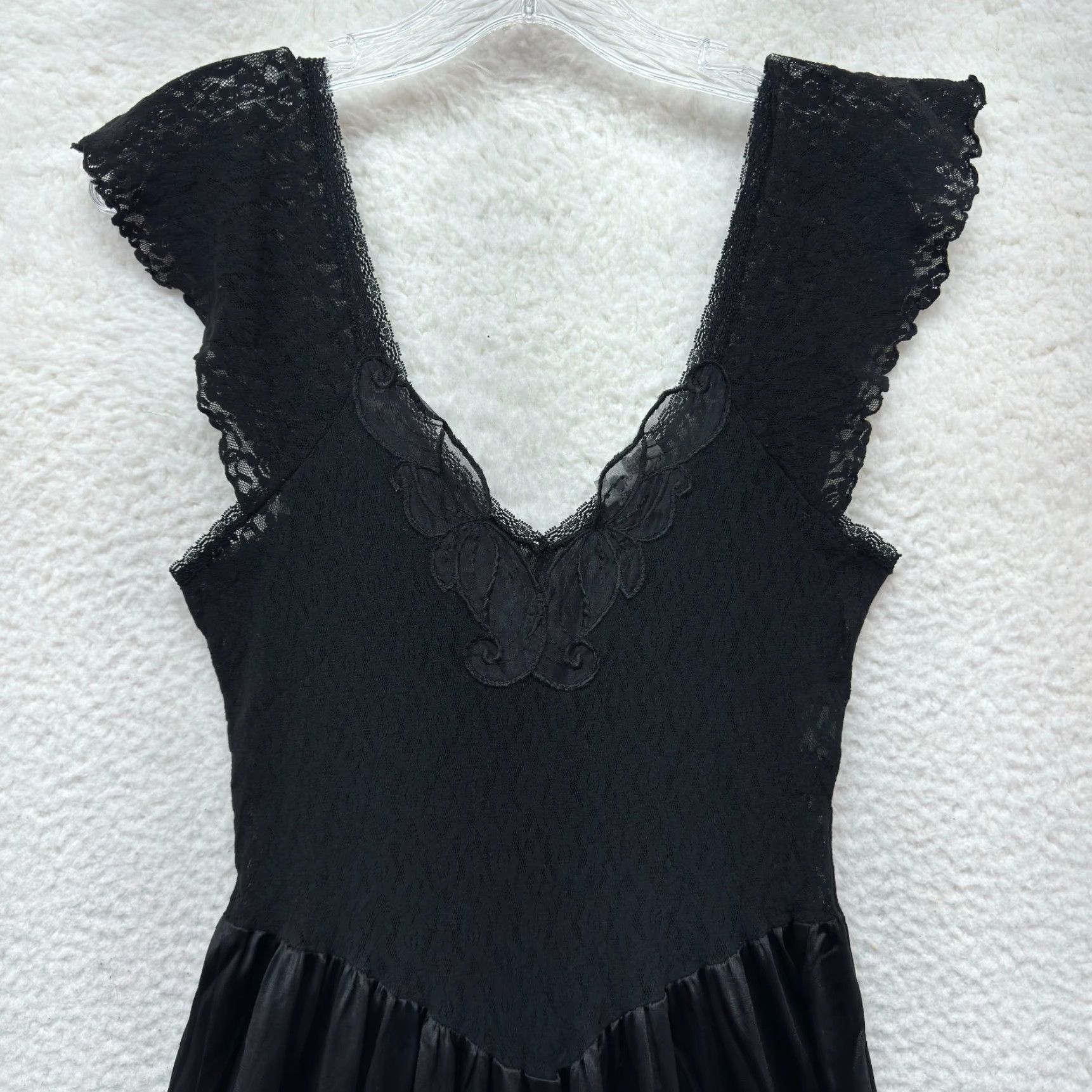 Vintage VINTAGE 90s Cinema Etoile Maxi Slip Sleep Dress Nightgown S Black Lace Edwardian Victorian Womens Size S / US 4 / IT 40 - 3 Thumbnail