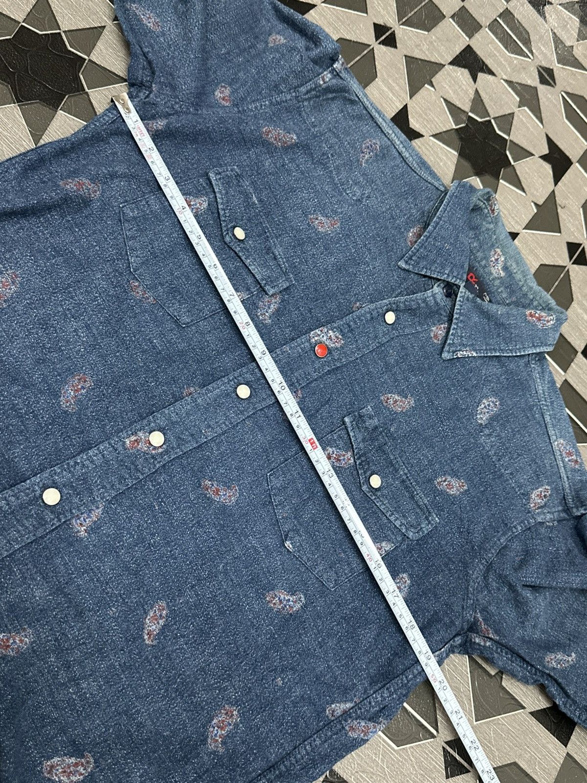 45rpm 45R/45RPM☆Indigo Dyed Paisley L/S Western Snap Button Size US M / EU 48-50 / 2 - 18 Thumbnail