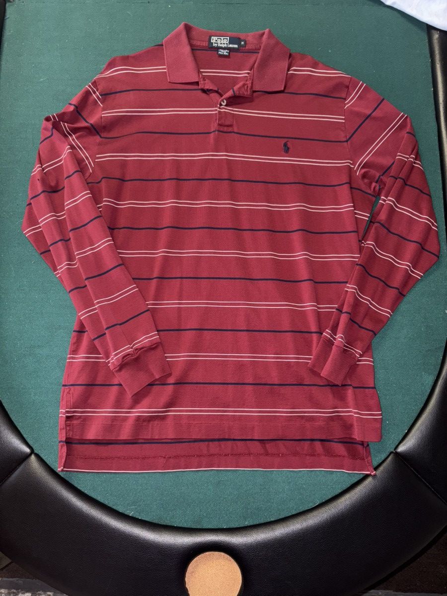 Polo Ralph Lauren Polo Ralph Lauren Long Sleeve Polo Shirt Red Striped Size M Size US L / EU 52-54 / 3 - 2 Thumbnail