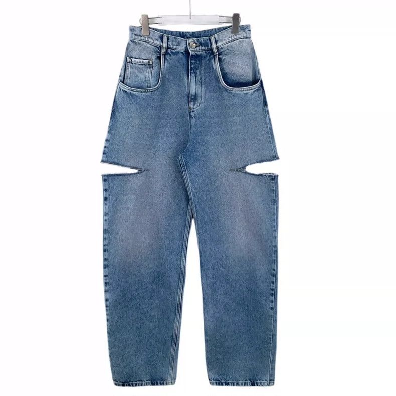 Maison Margiela Blue knife-cut destructive wind cotton den