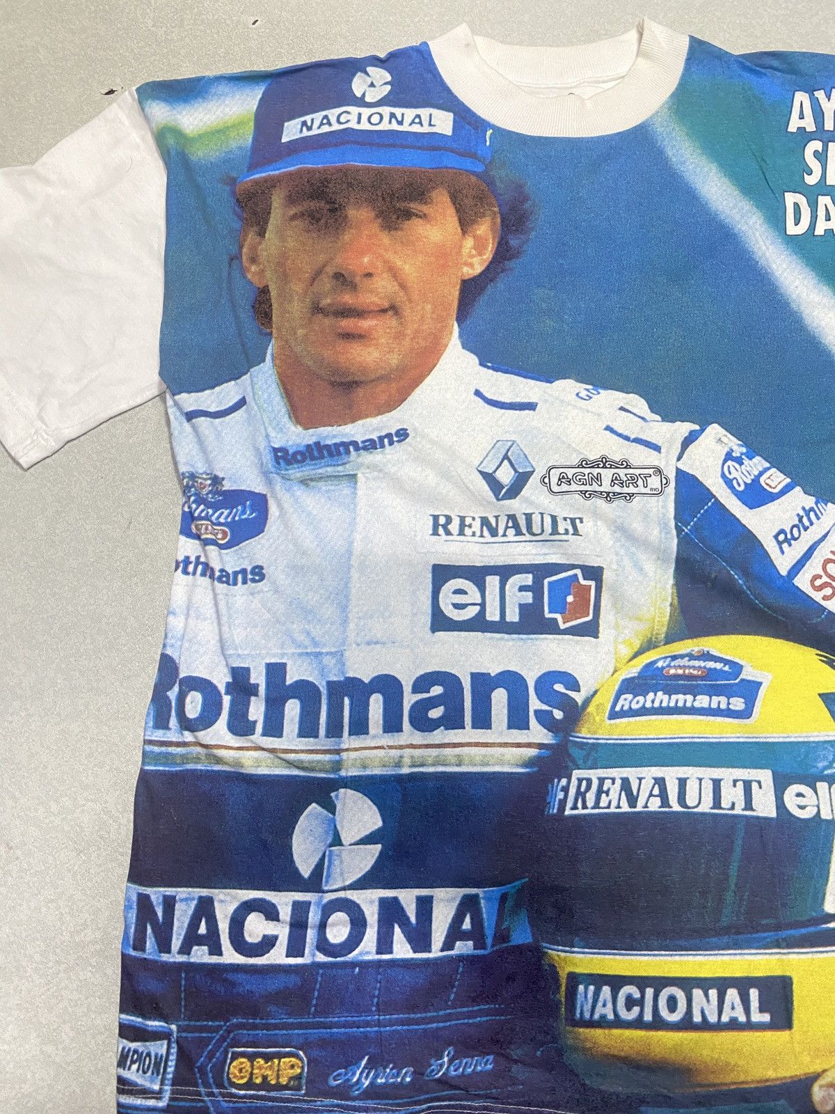 Formula 1 × Vintage Vintage Art Ayrton Senna Da Silva Mega Print T Shirt Size US L / EU 52-54 / 3 - 1 Thumbnail