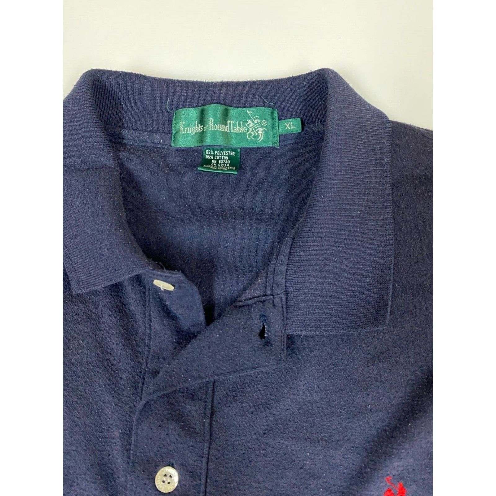 Vintage Knights of Roundtable Polo Shirt XL Blue Knit Polyester Logo Short Sleeve Classic Men Regular Golf Size US XL / EU 56 / 4 - 4 Thumbnail