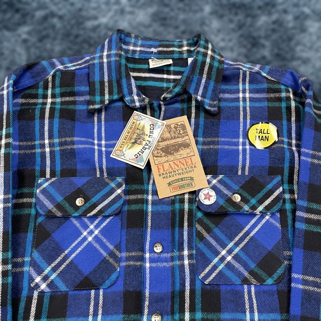 Vintage VINTAGE FIVEBROTHER Shirt Mens L Tallman Cotton Flannel Plaid Blue 90s Western Heavyweight Pockets Button-Up Style: Casual Workwear Travel Mens Size US L / EU 52-54 / 3 - 1 Thumbnail