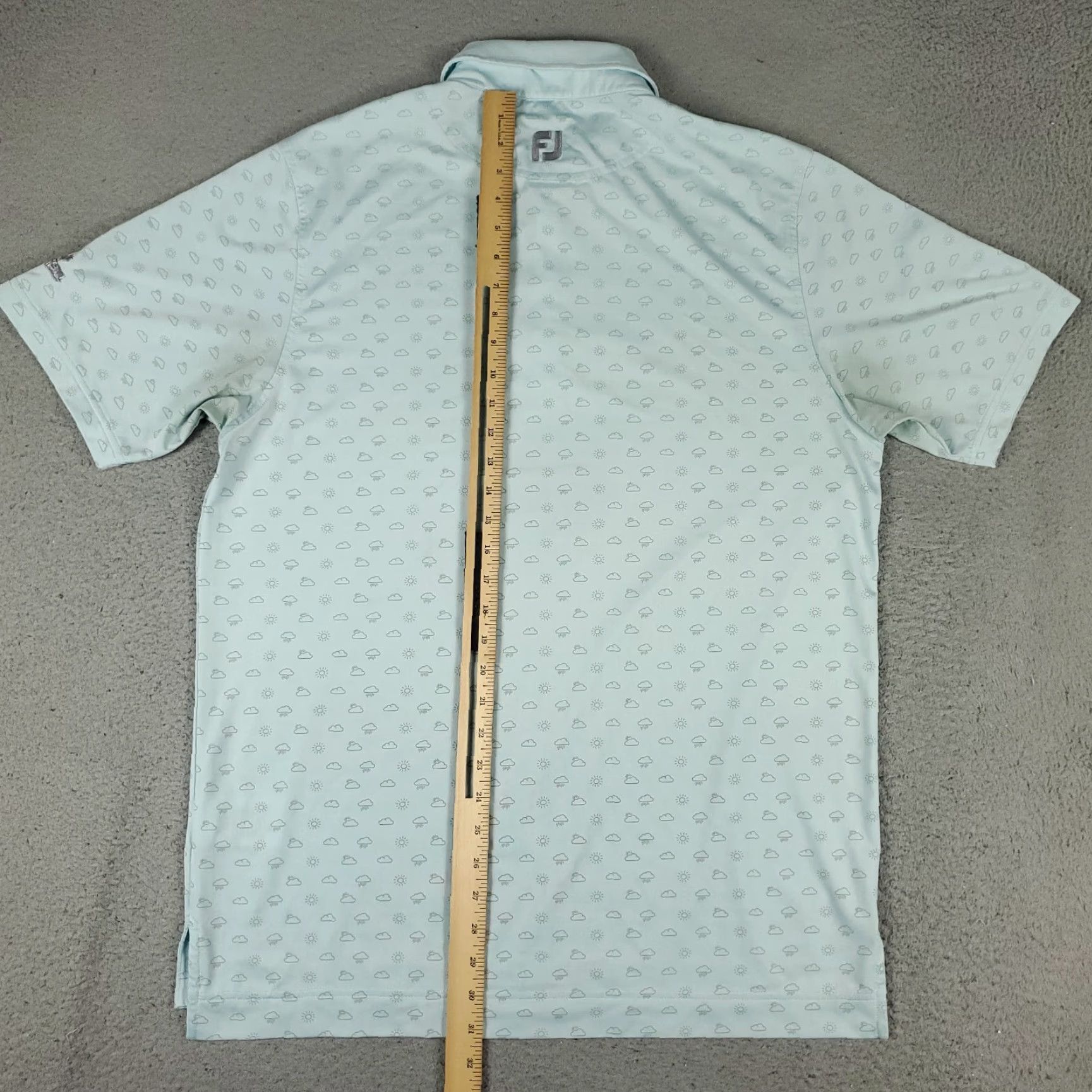 Footjoy FJ FootJoy Polo Shirt Mens Medium Blue Cloud Print Golf Short Sleeve * Size US M / EU 48-50 / 2 - 6 Thumbnail