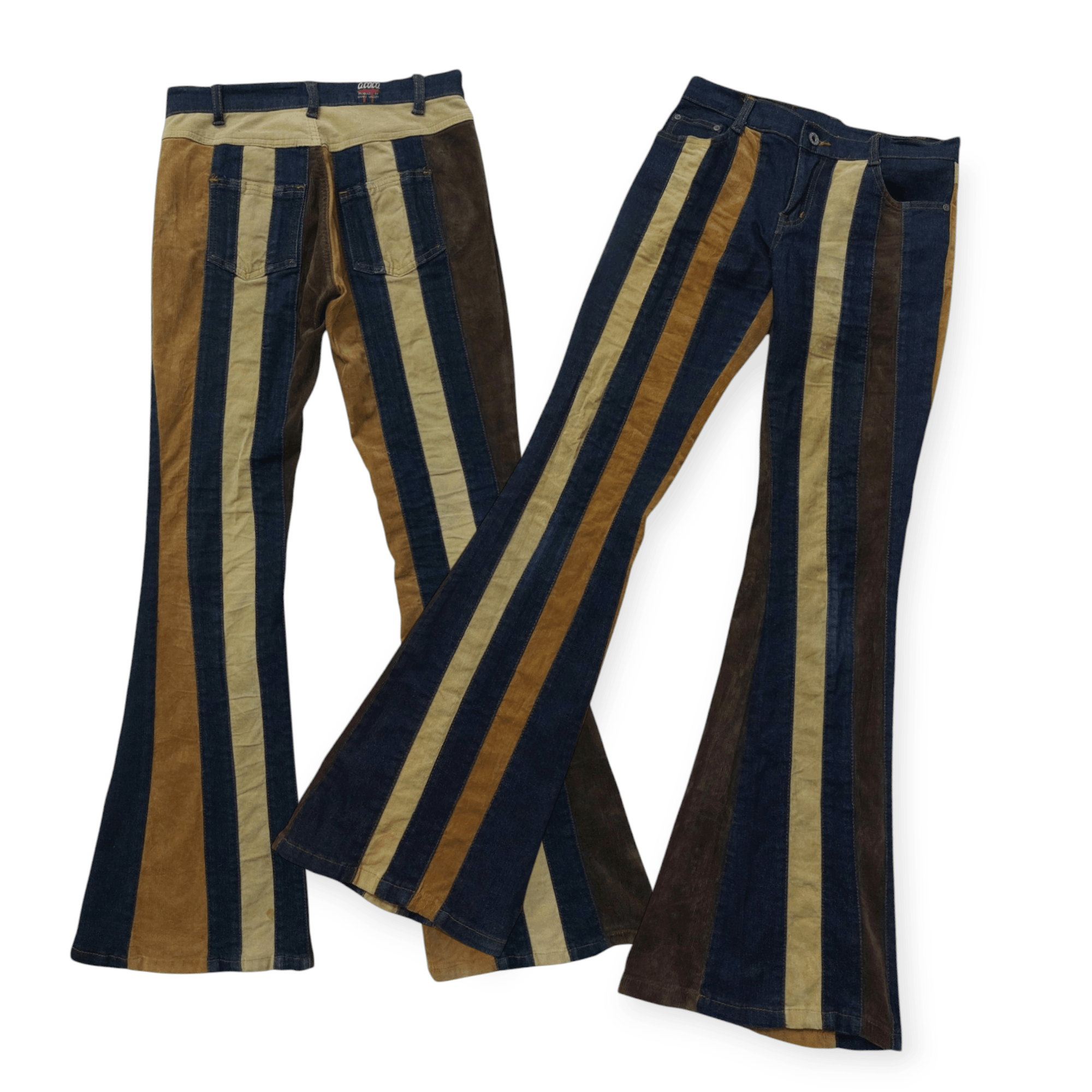 Japanese Brand 🔥Super Flare Japan A.CO.CO Multi Stripe Jeans Size 26" / US 2 / IT 38 - 1 Thumbnail