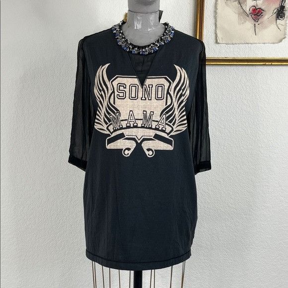 3.1 Phillip Lim 3.1 Phillip Lim Sonomama Oversize Tee with Beaded Collar She Size XS / US 0-2 / IT 36-38 - 2 Thumbnail