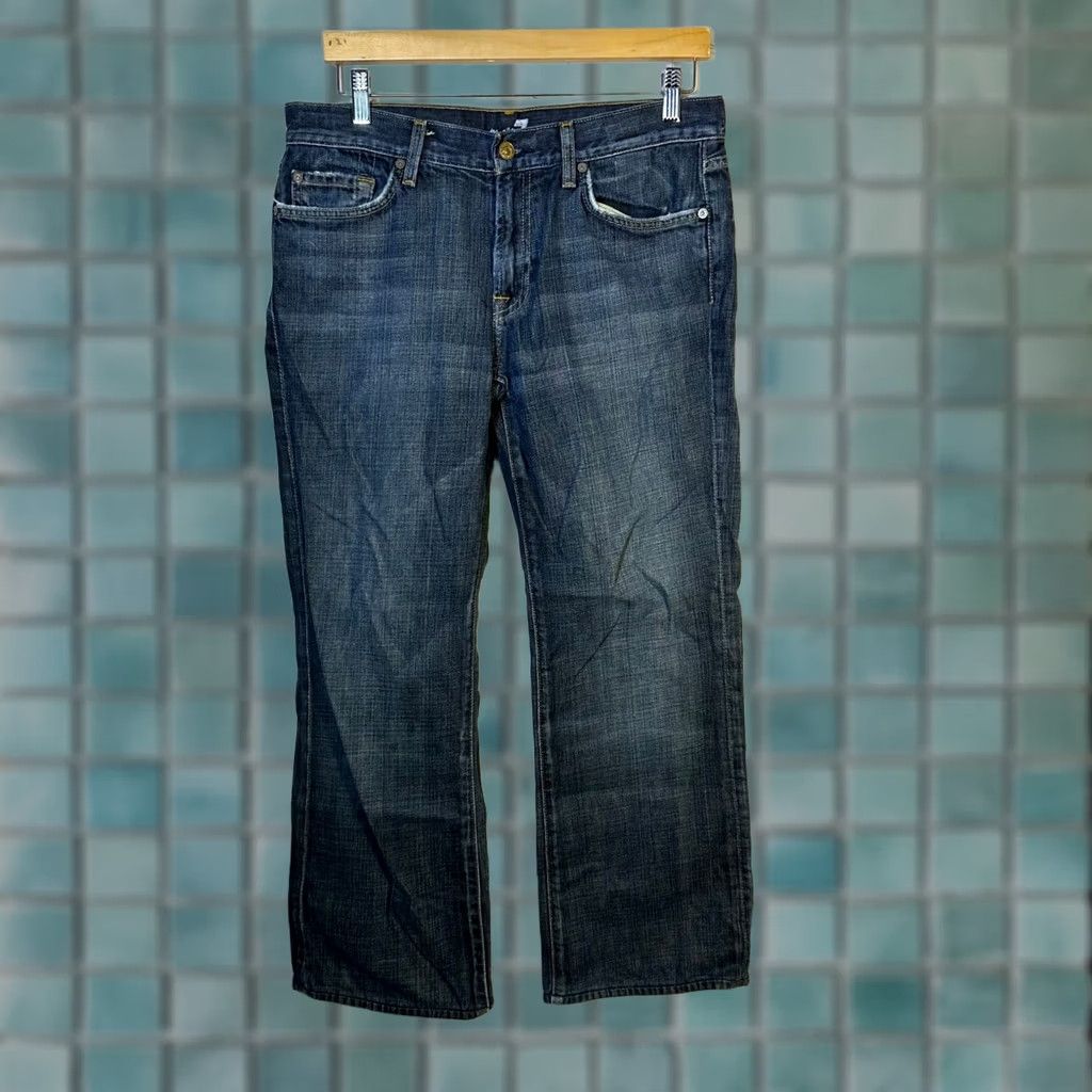 7 For All Mankind 7 For All Mankind Jeans Standard Bootcut Mens 33 Dark Wash Denim Blue 7 For All Mankind Logo Jeans Mens 33 Bootcut Dark Indigo Denim Size US 33 - 1 Thumbnail