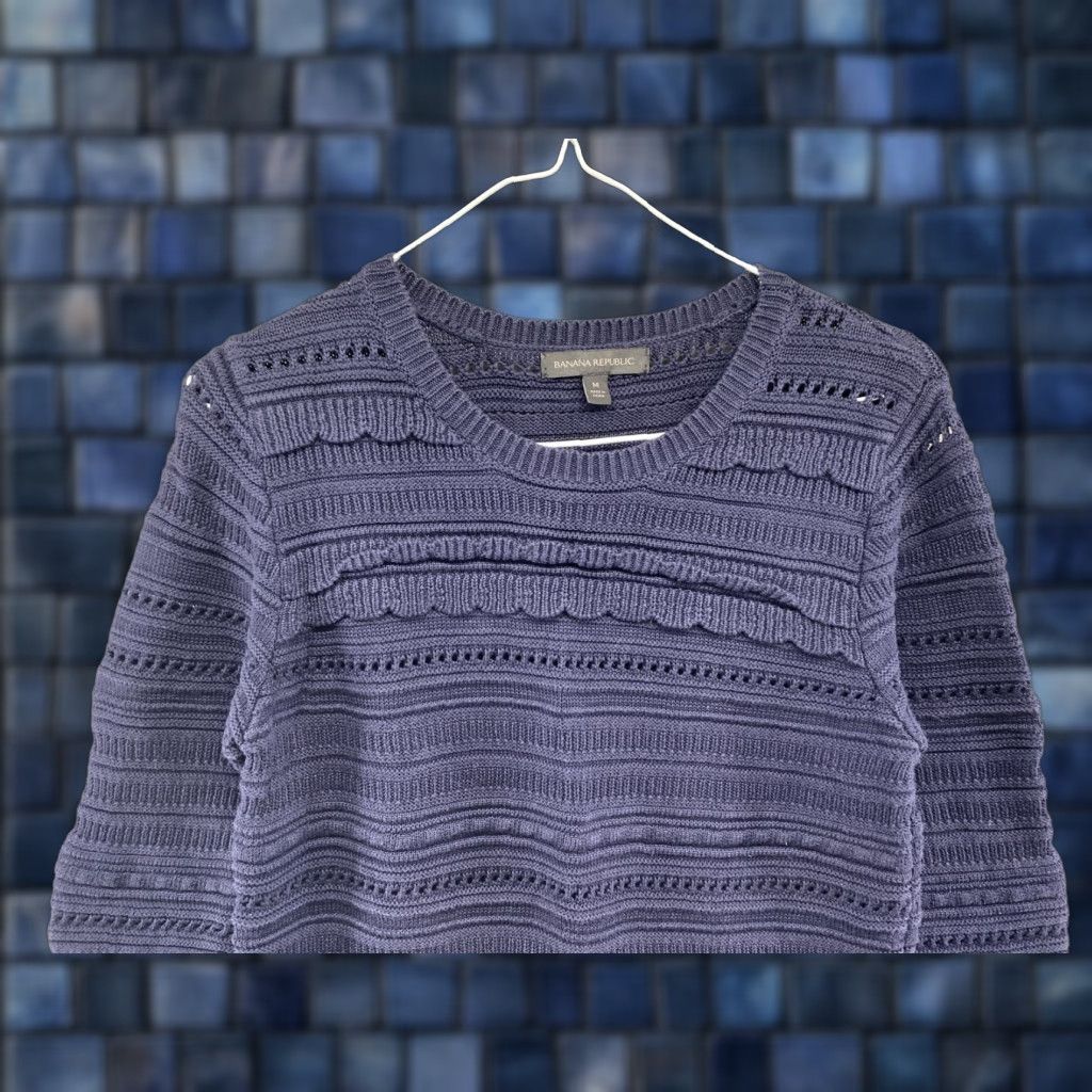 Banana Republic BANANA REPUBLIC Women's Blue Rayon Blend Pullover Knit Sweater M Size Crew Neck Pullover Womens Sweater Size M / US 6-8 / IT 42-44 - 1 Thumbnail