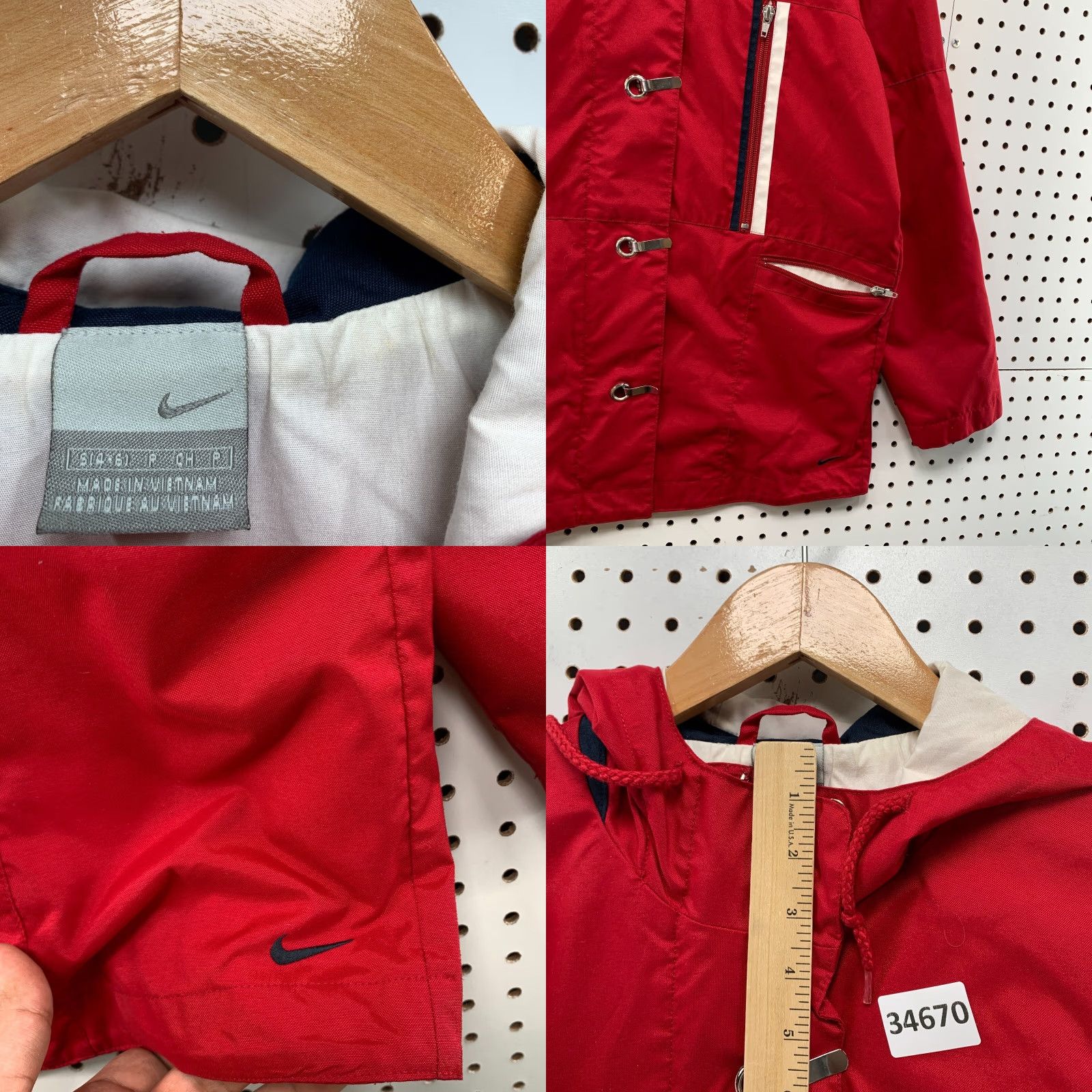Nike VINTAGE Nike Jacket Womens Small Red Hooded Windbreaker 21.5x28.5 Size S / US 4 / IT 40 - 8 Thumbnail